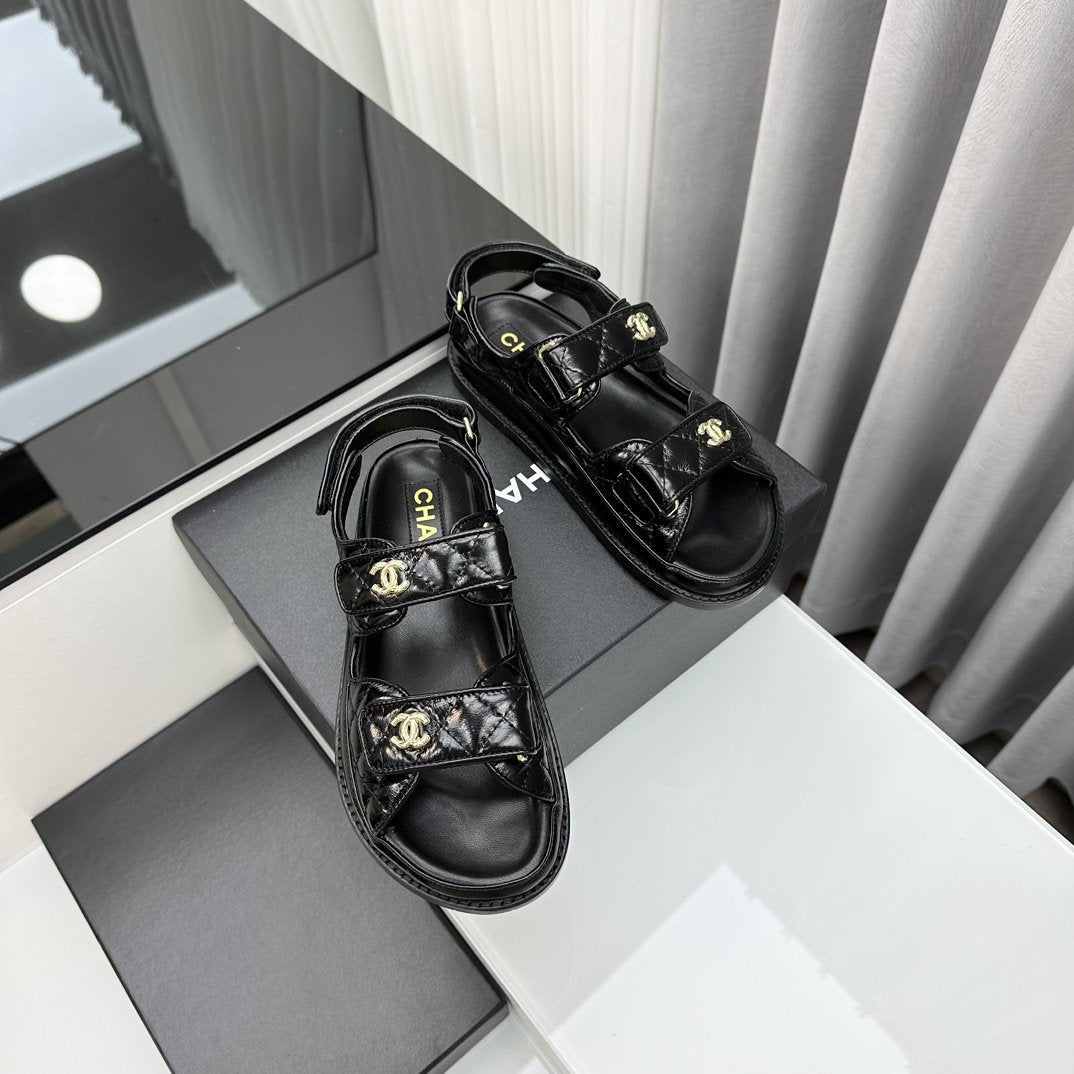 CC 26 Dad Sandals Black Lambskin