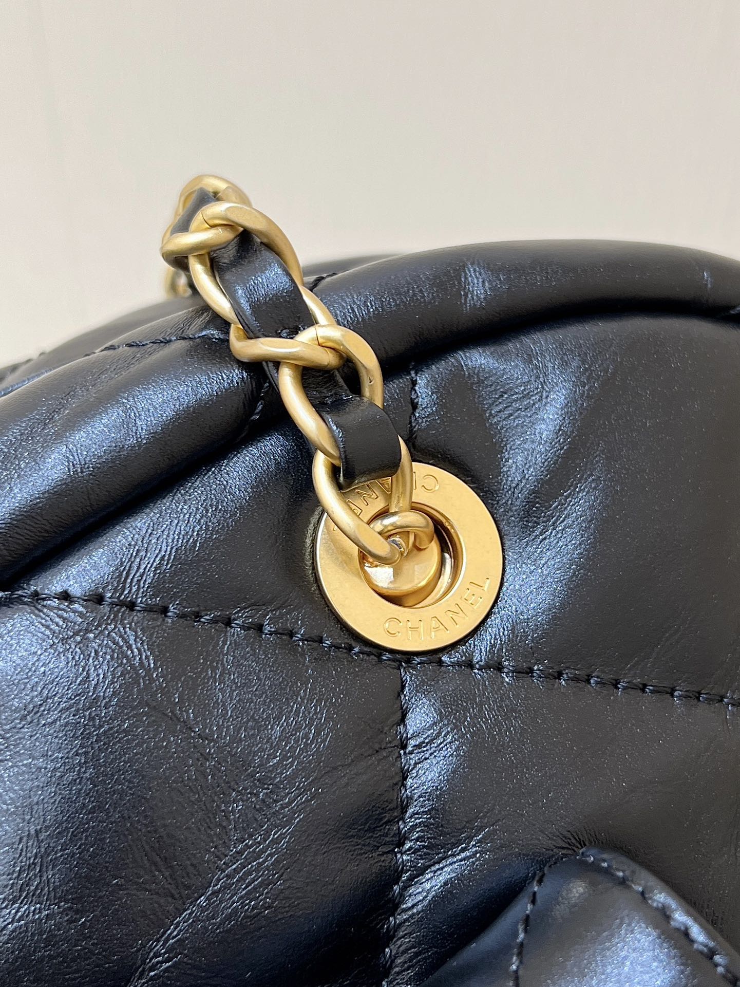 CC 24A Bowling Bag 44cm Black Wrinkled Calfskin GHW