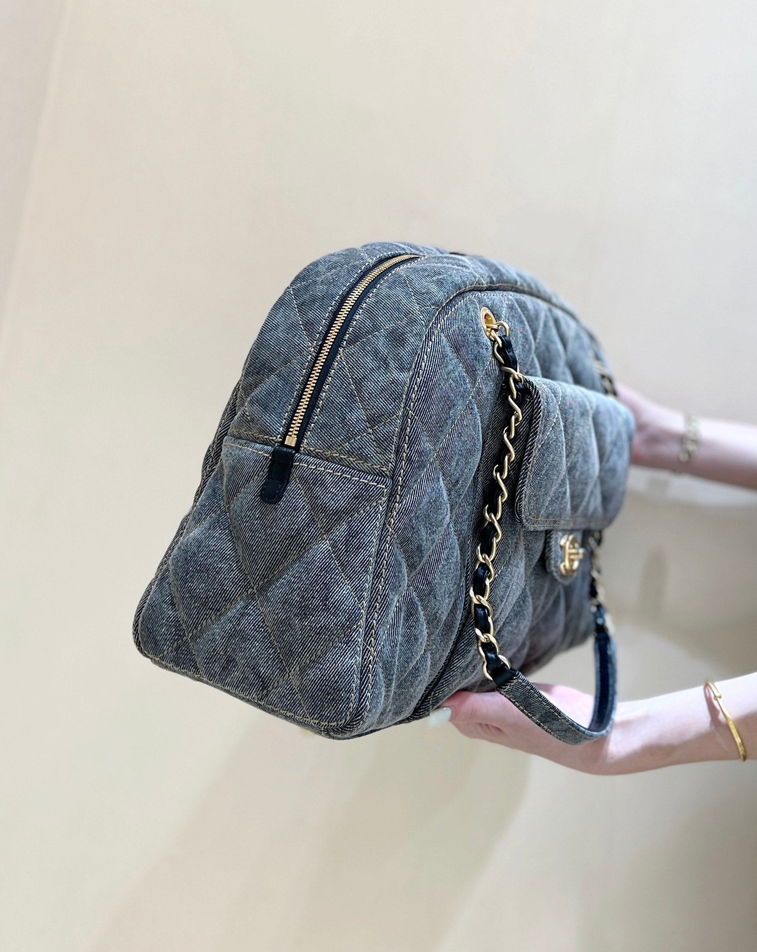CC 24A Bowling Bag 44cm Grey Denim GHW