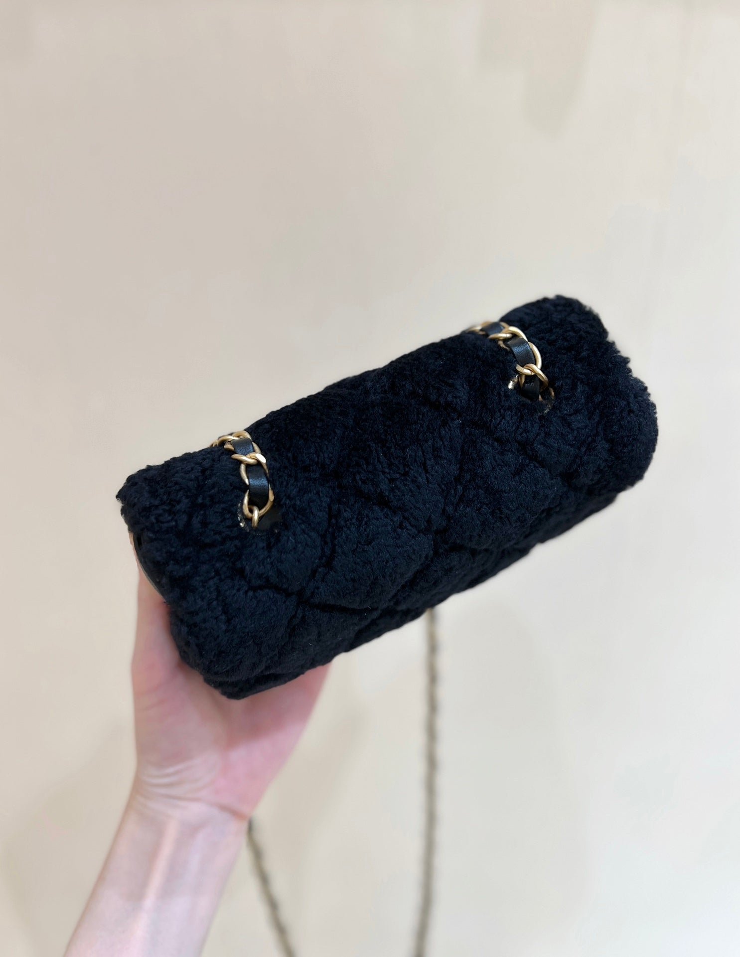 CC 24K Teddy Bear CF 18 cm Black Lambskin & Fur Light GHW