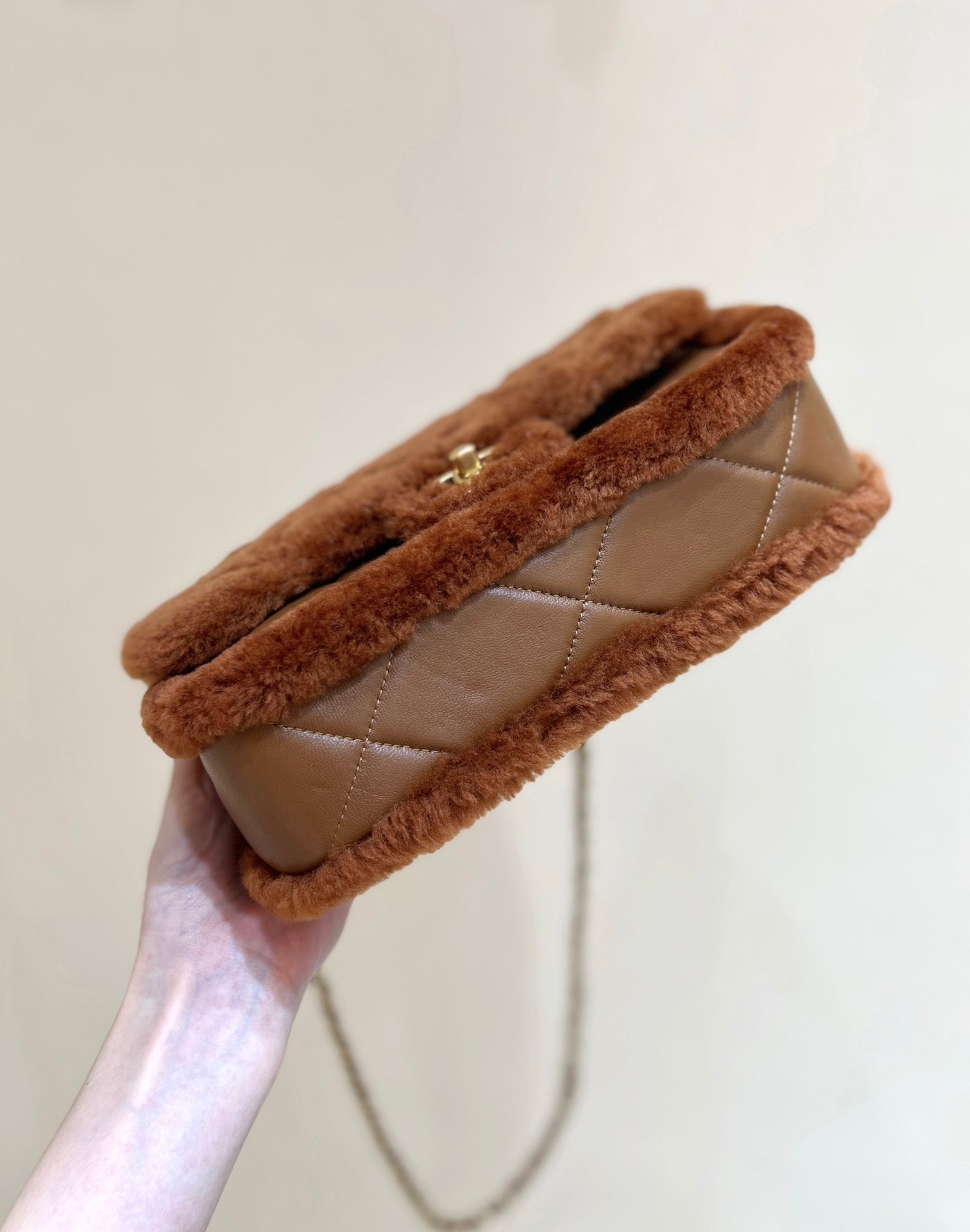 CC 24K Teddy Bear CF 23.5cm Brown Lambskin & Fur Light GHW