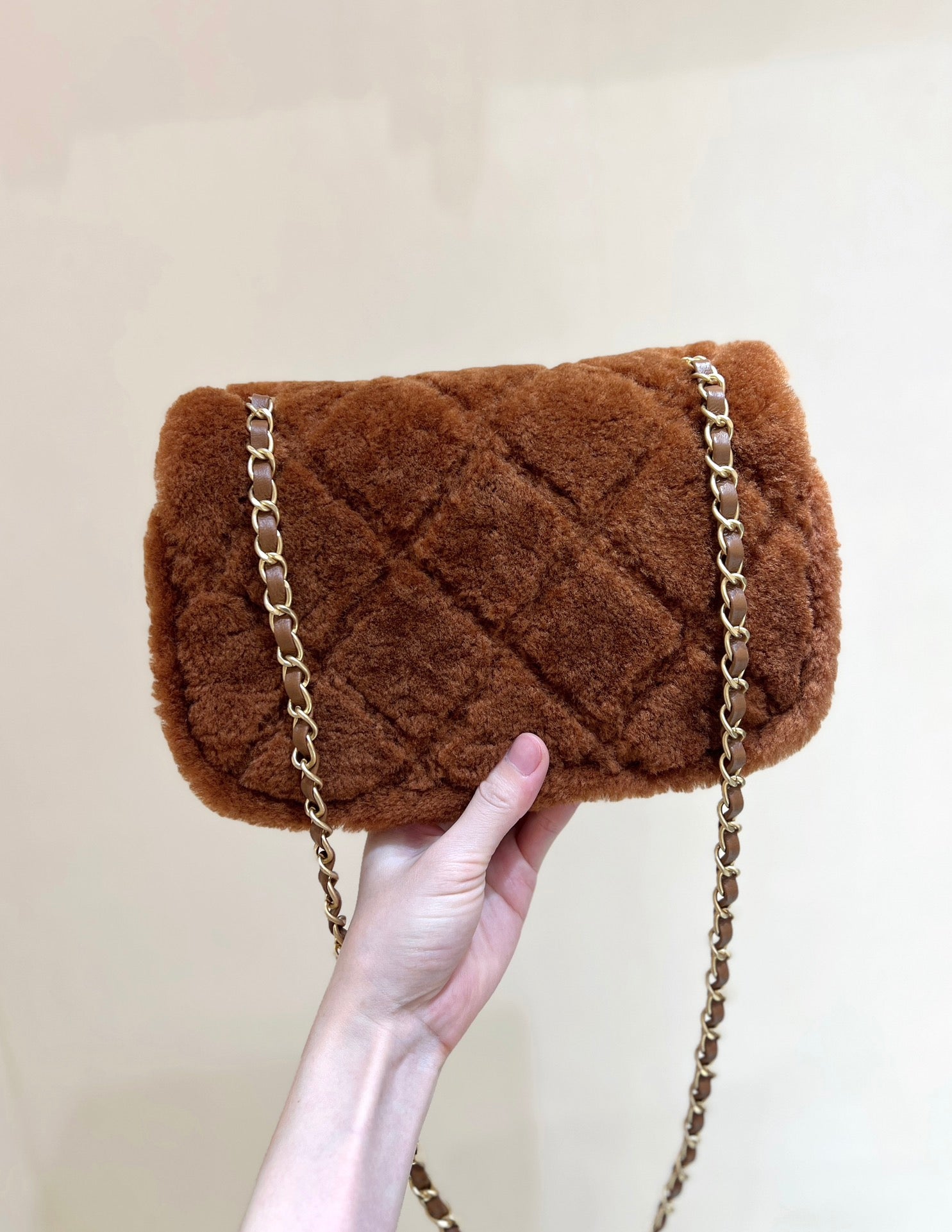 CC 24K Teddy Bear CF 23.5cm Brown Lambskin & Fur Light GHW