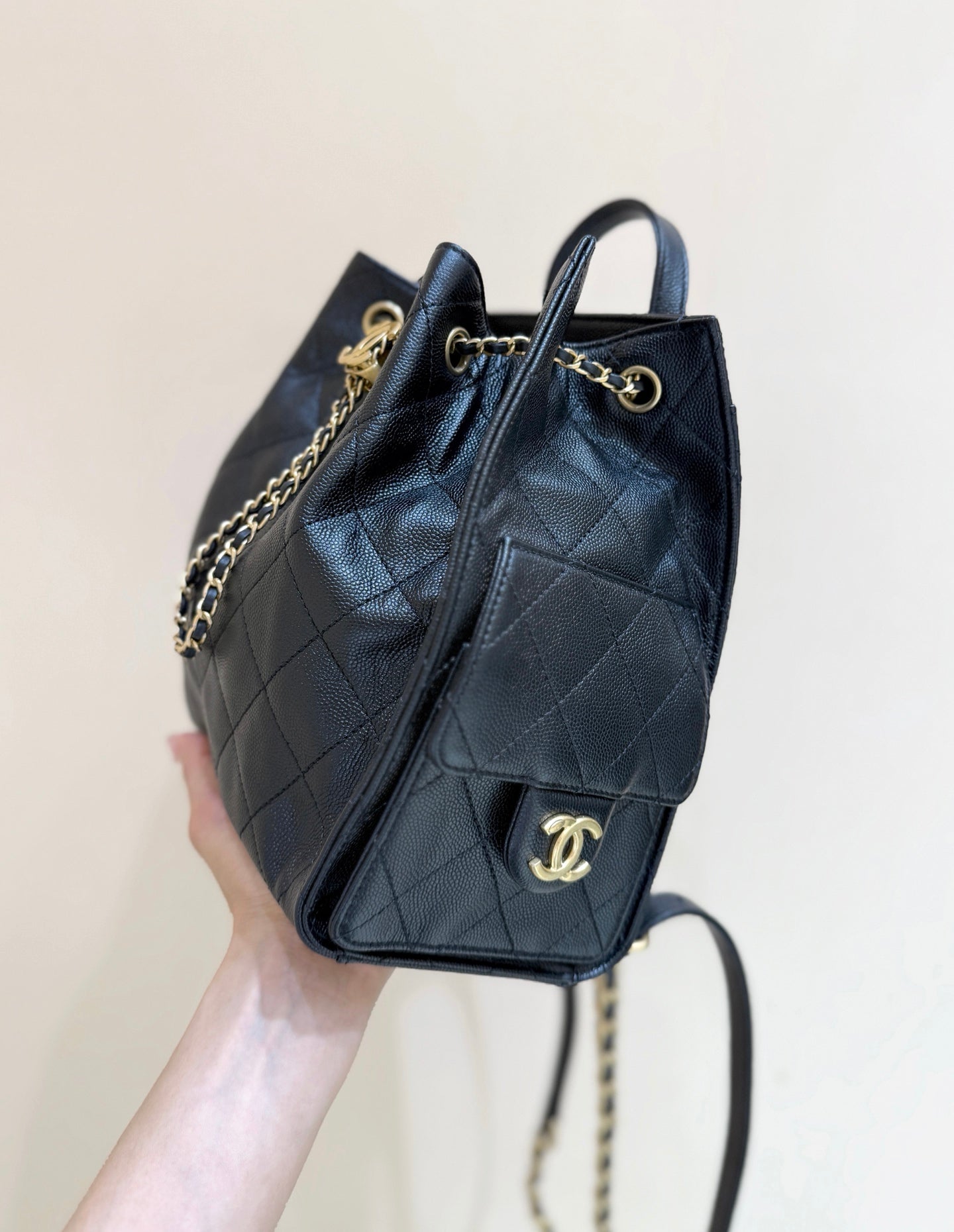 CC 25B backpack bag 23cm black calfskin 342108