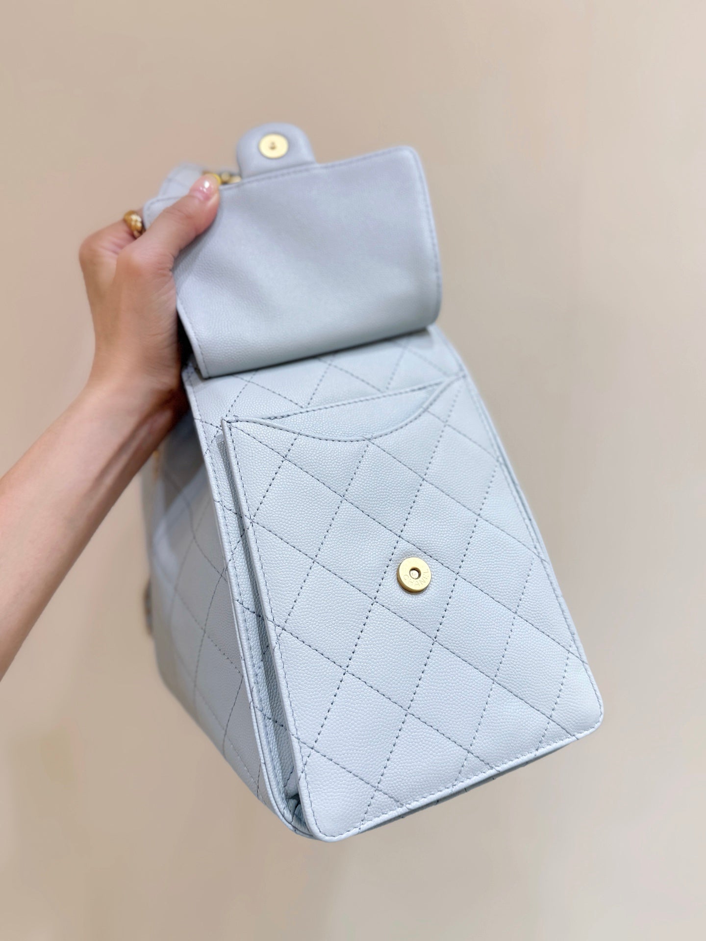 CC 25C Hobo Bag Large 40cm Light Blue Caviar GHW 290193