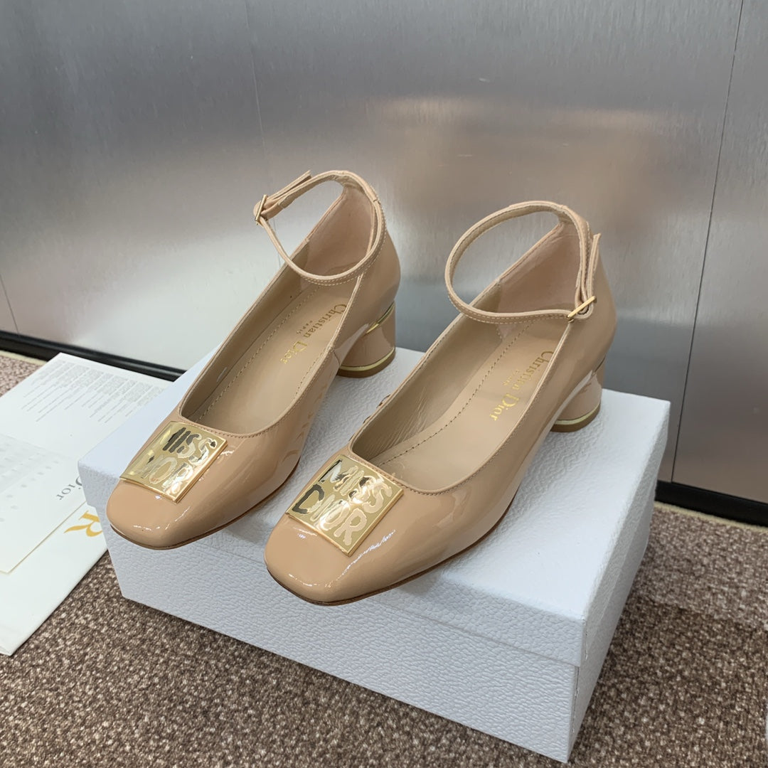 CD Miss Dior Pump 35mm Glossy Beige Cowhide