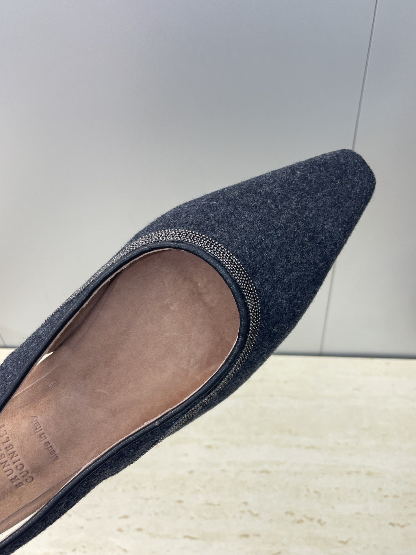 Brunello Twill Slingback Flats Black Fabric 607030
