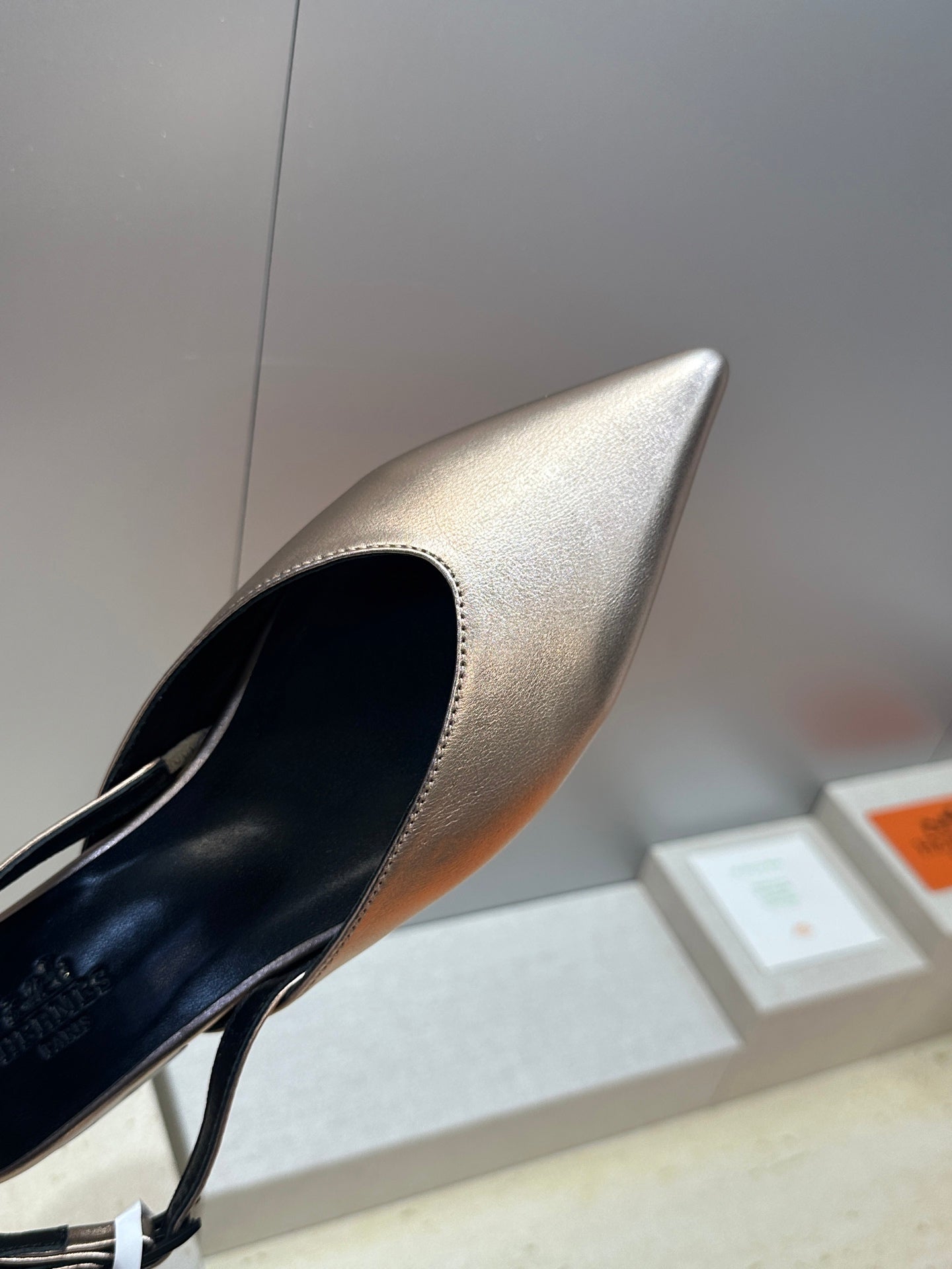 HM Nicoletta Slingback Flat Sliver Calfskin 830184