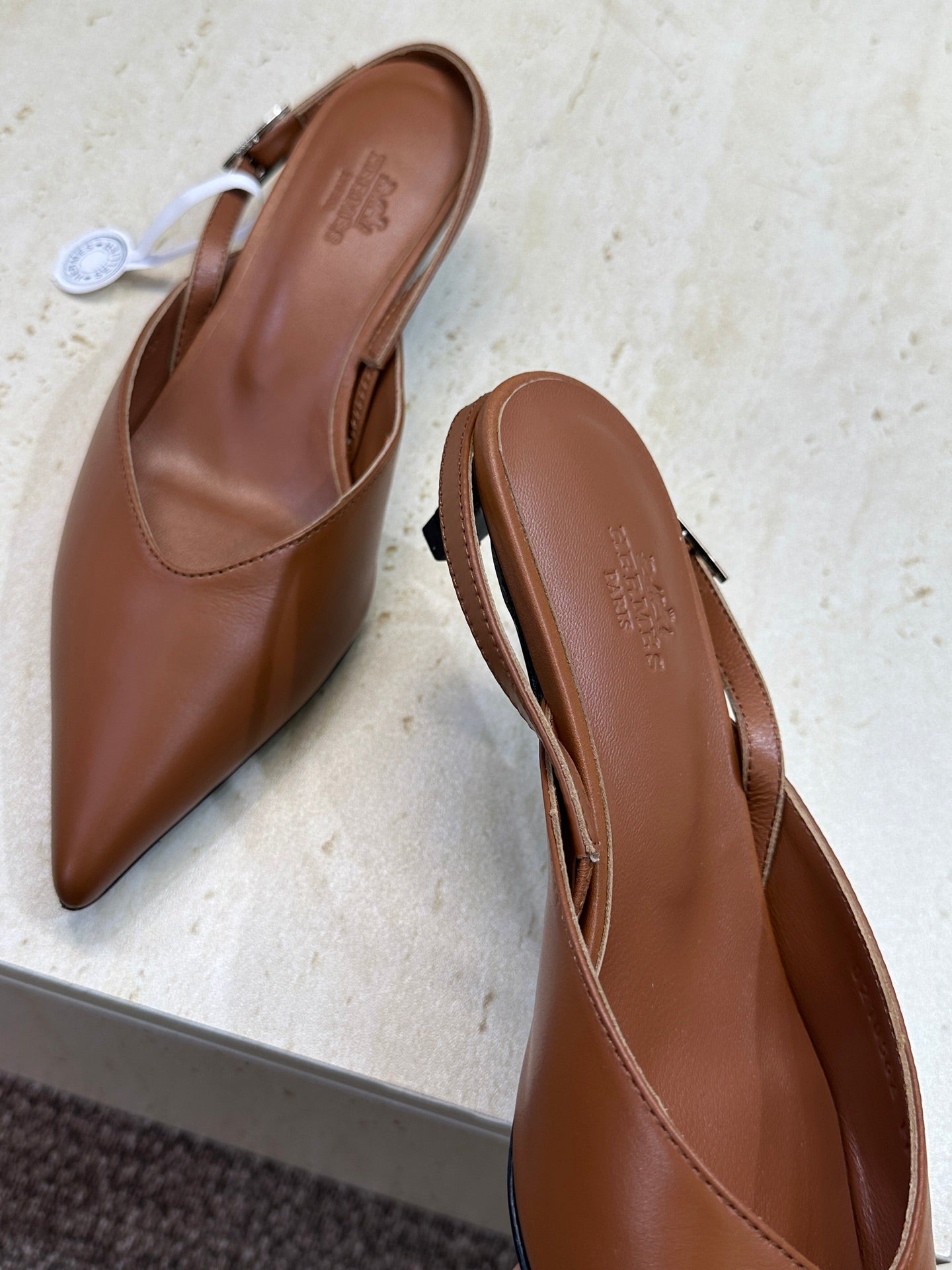 HM Nicoletta Slingback 4cm Brown Calfskin 830191