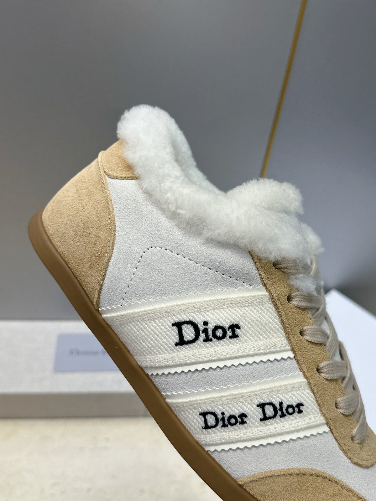 CD 26s Chrono Sneakers Beige White Canvas Suede Shearling 118425