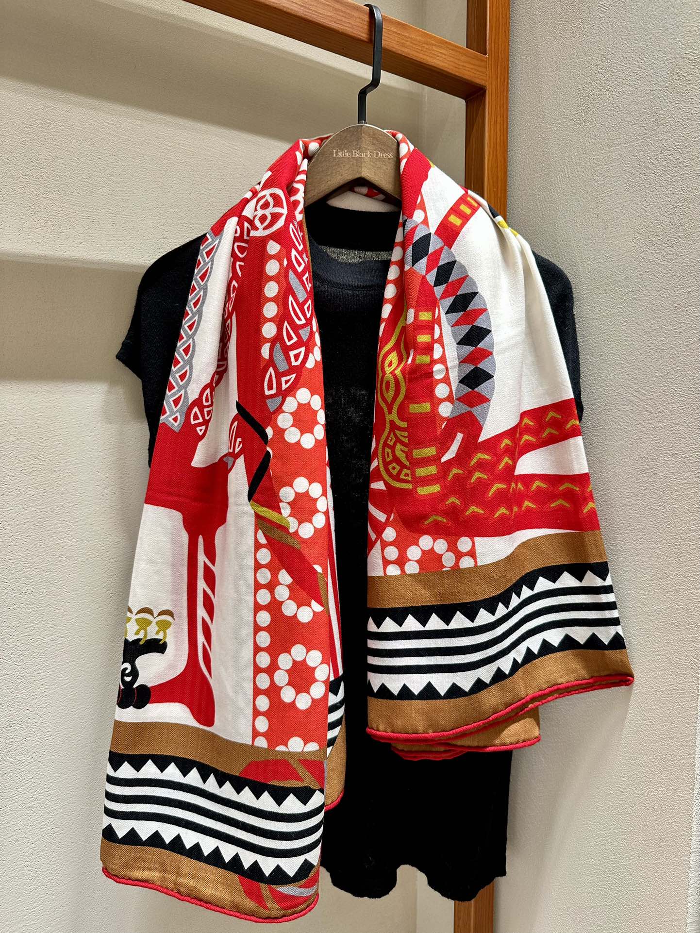 Fantaisie d'Etriers Scarf 140 CM Red Colorful Silk