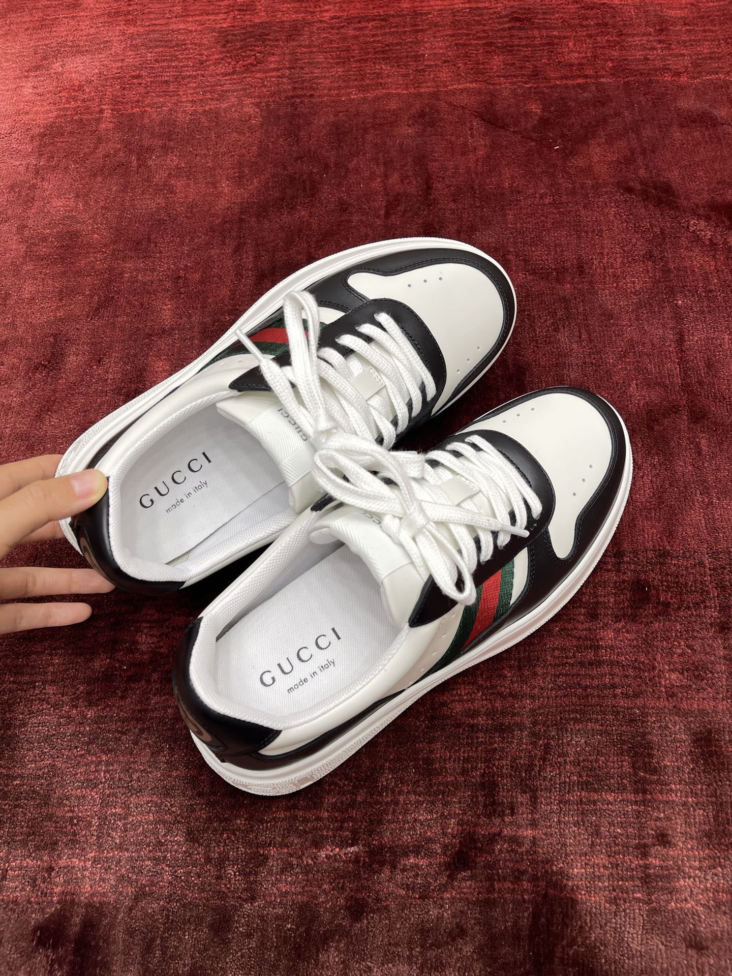 GG Chunky Trainers Black White Leather 543413