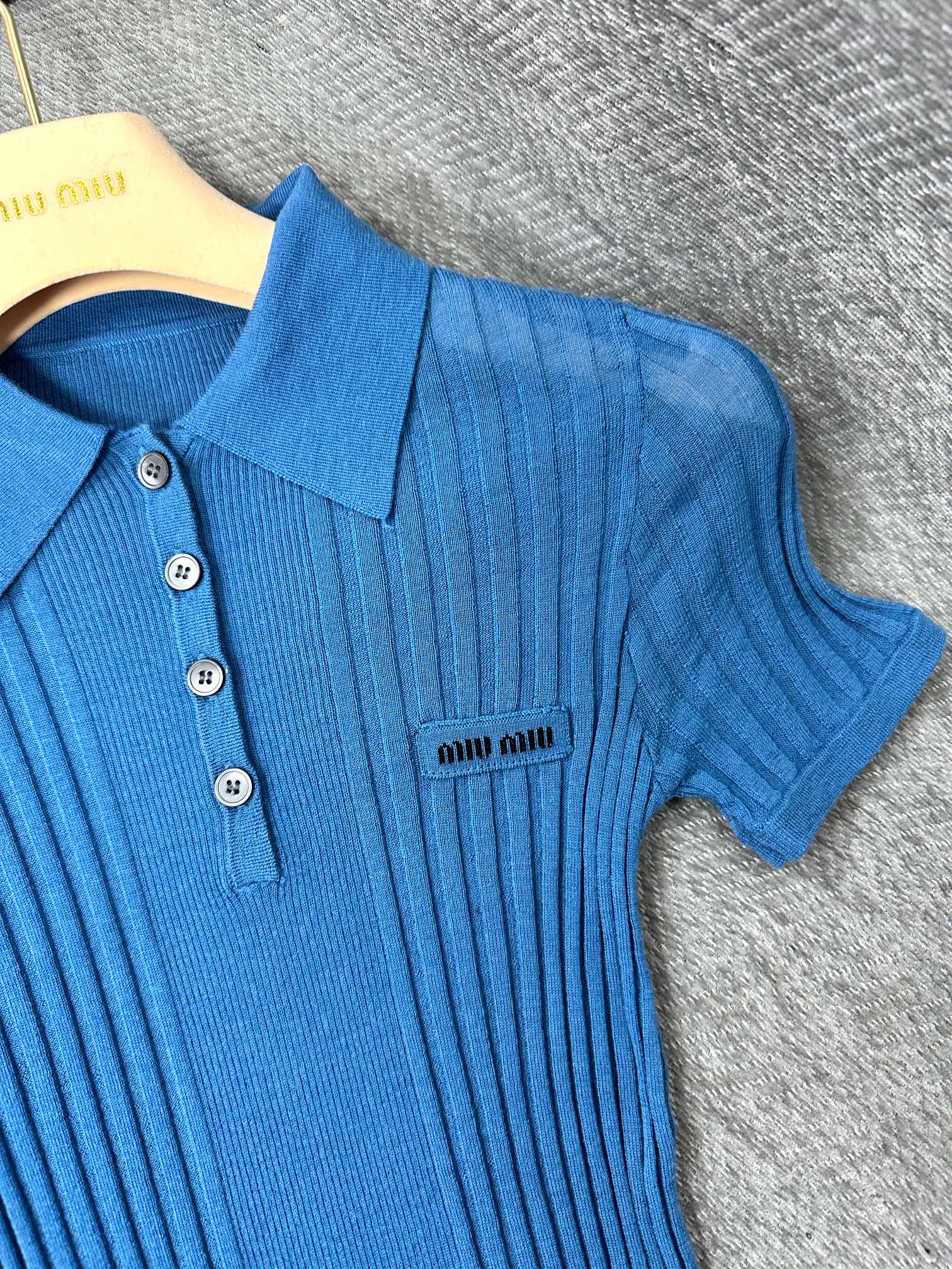Miu Polo Shirt Aviator Blue Wool 336824