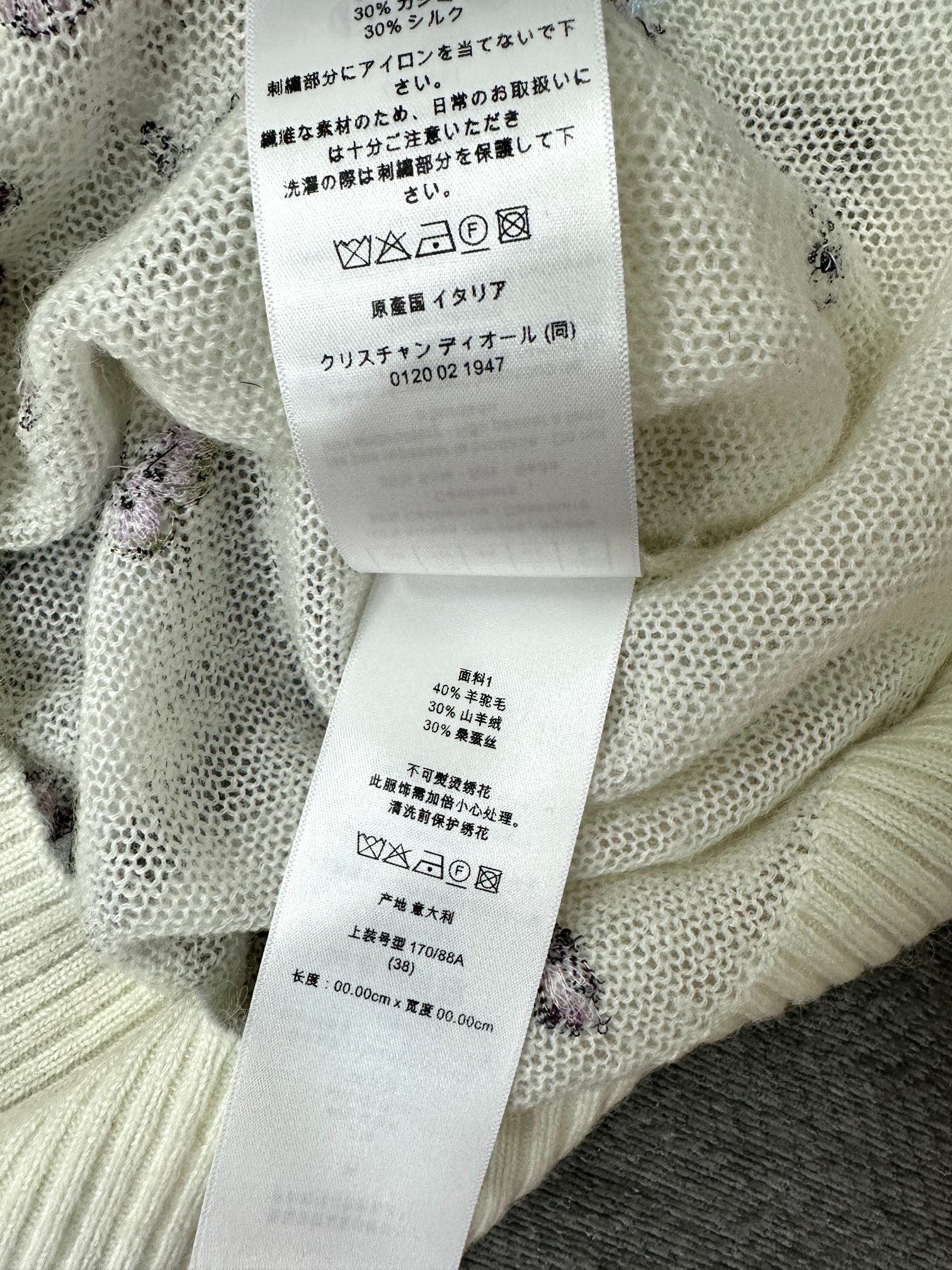 CD Butterfly Embroidered SweaterWhite Alpaca Wool Cashmere 345311