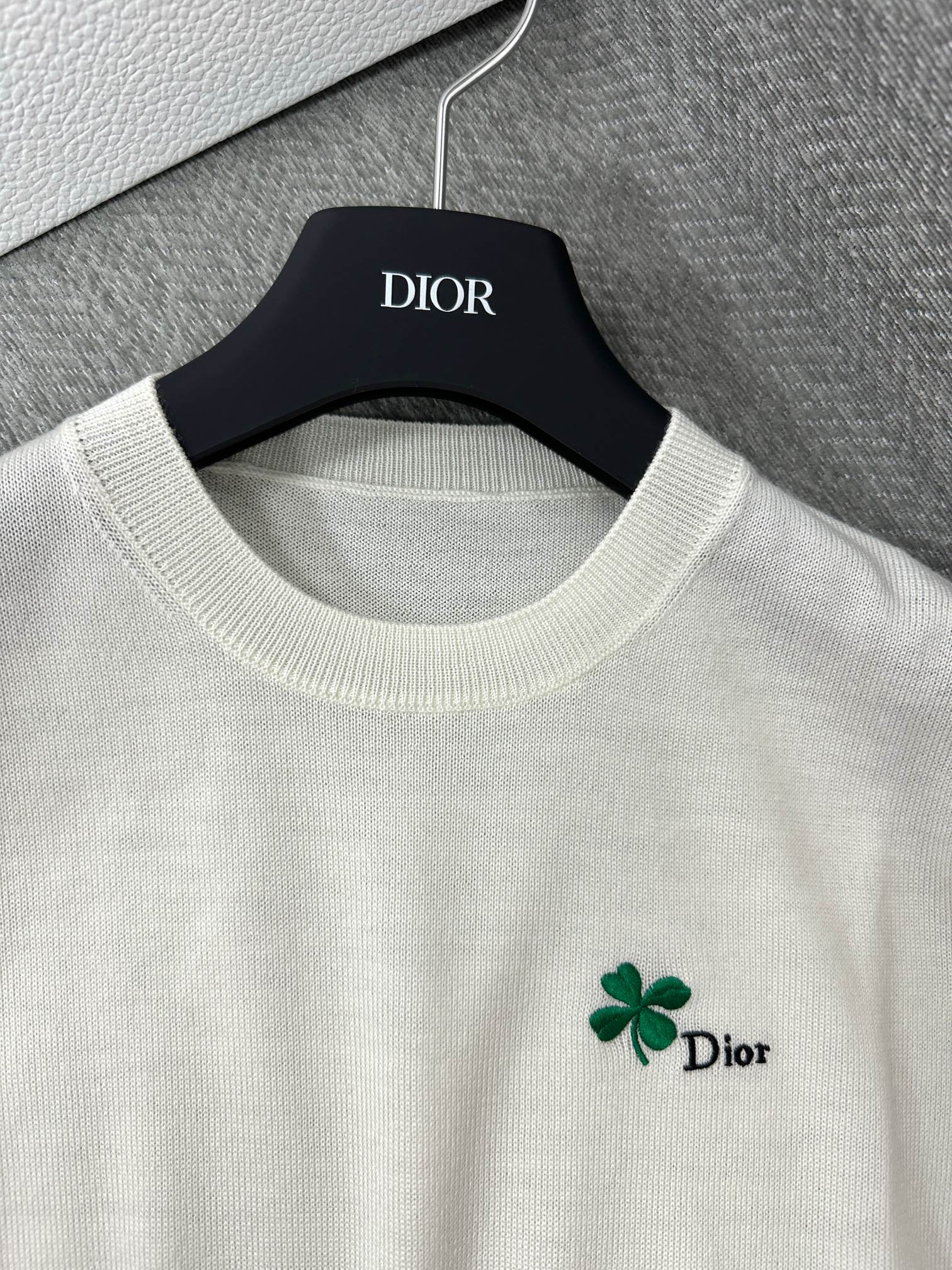 CD Fitted Short-Sleeved Sweater White Wool 345327