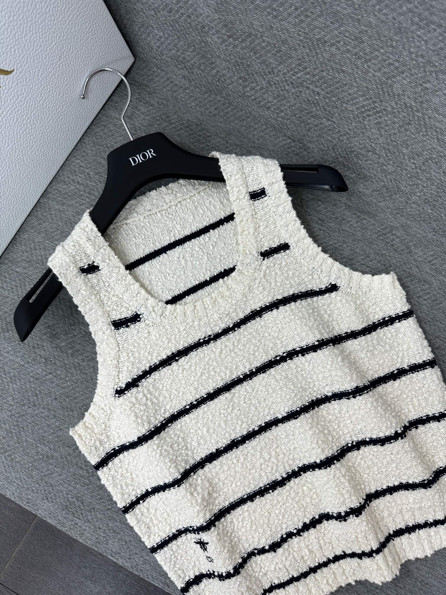 CD Marinière Twinset Striped Vest Black White Cotton Wool 345340