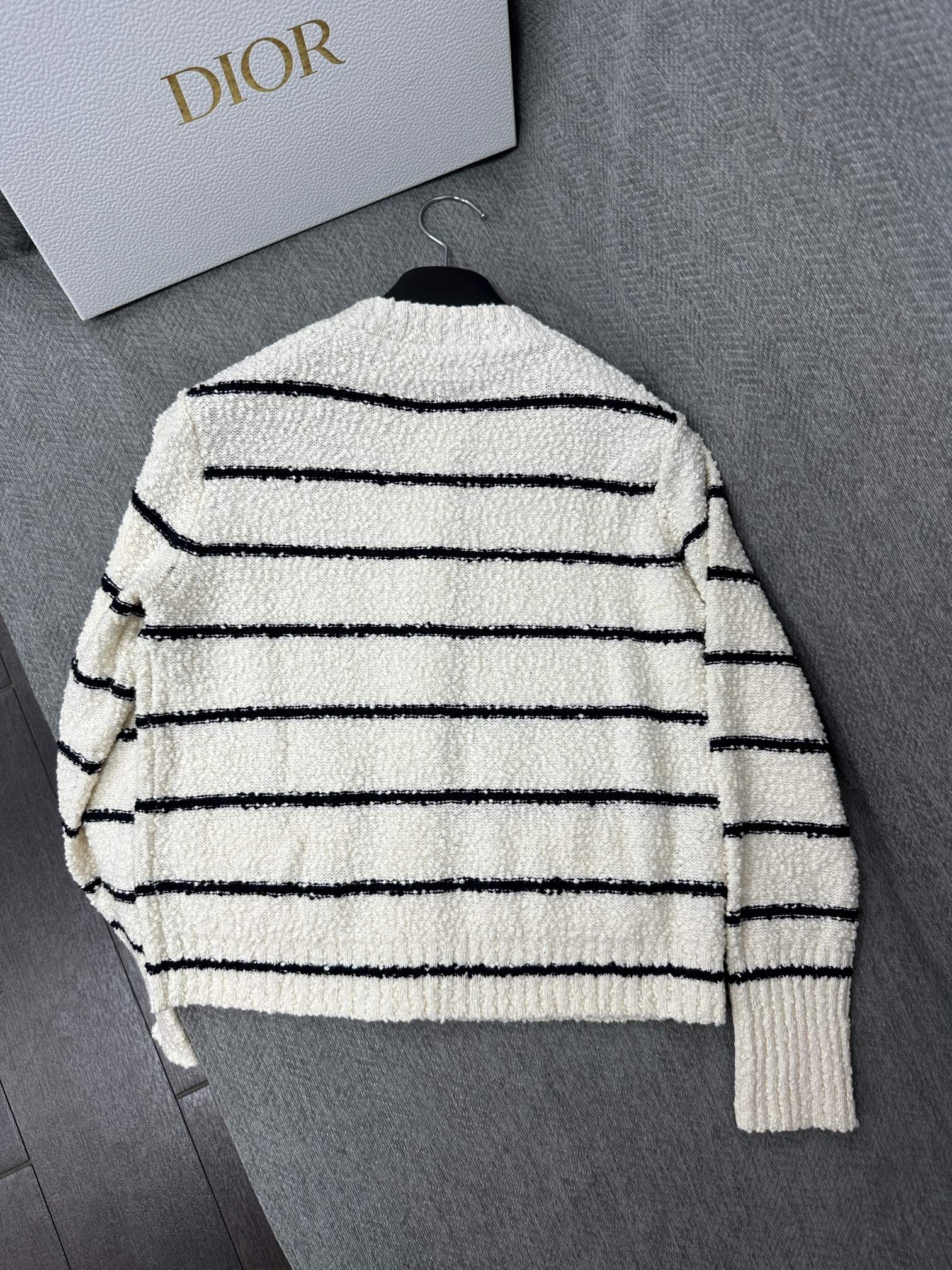 CD Marinière Twinset Cardigan Black White Cotton Wool 345341