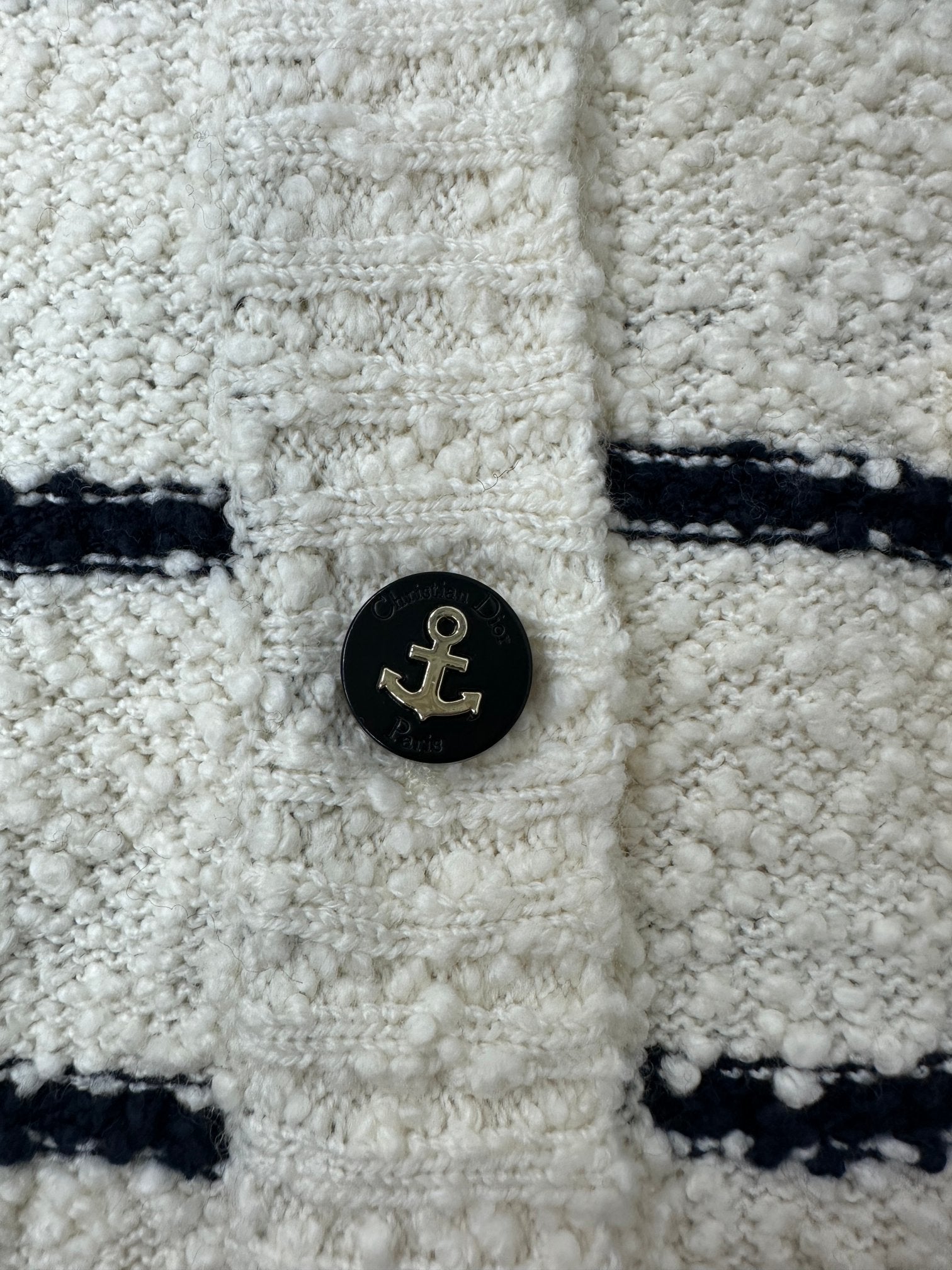 CD Marinière Twinset Cardigan Black White Cotton Wool 345341