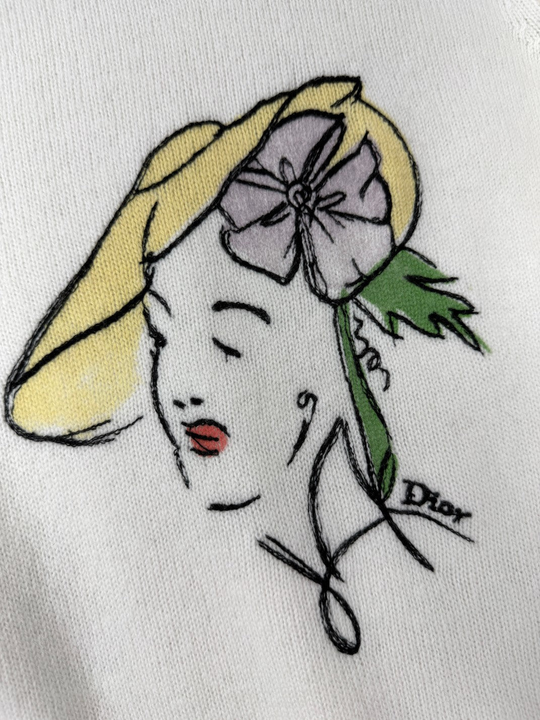 CD 26s Printed Embroidered Round Neck Long Sleeve White Cotton 414797