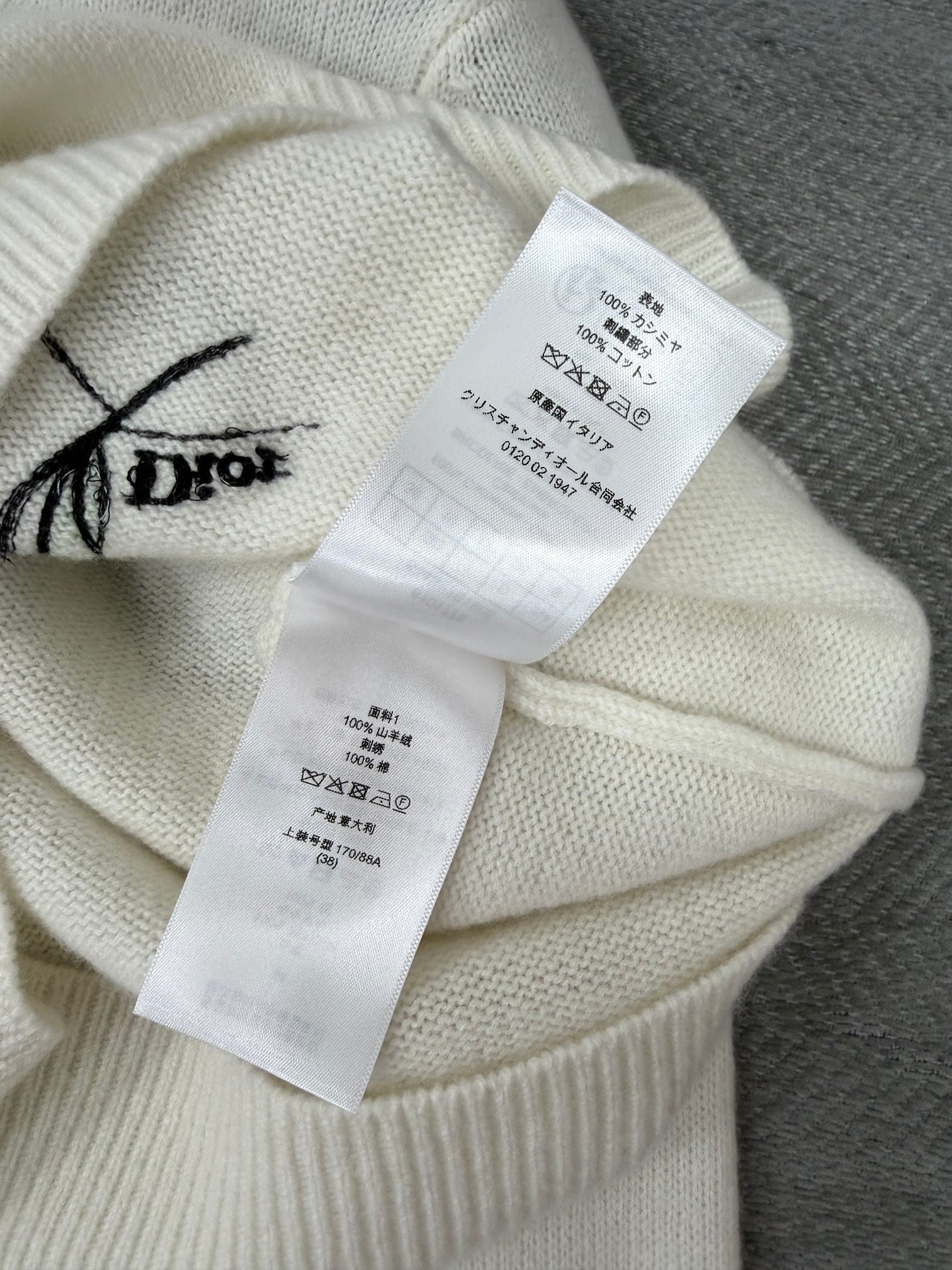 CD 26s Printed Embroidered Round Neck Long Sleeve White Cotton 414797