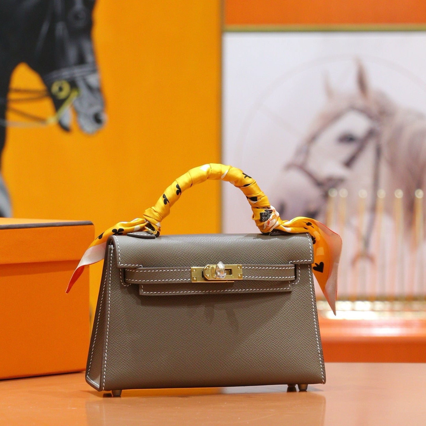 HM Kelly Mini Brown Epsom Sliver Hardware 270310