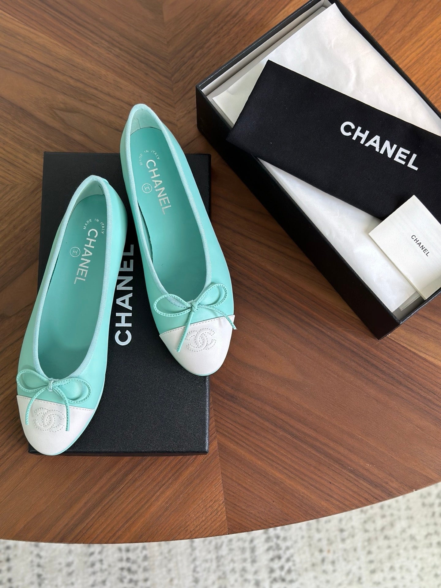 CC 26s Ballet Flat White Light Blue Calfskin 938178