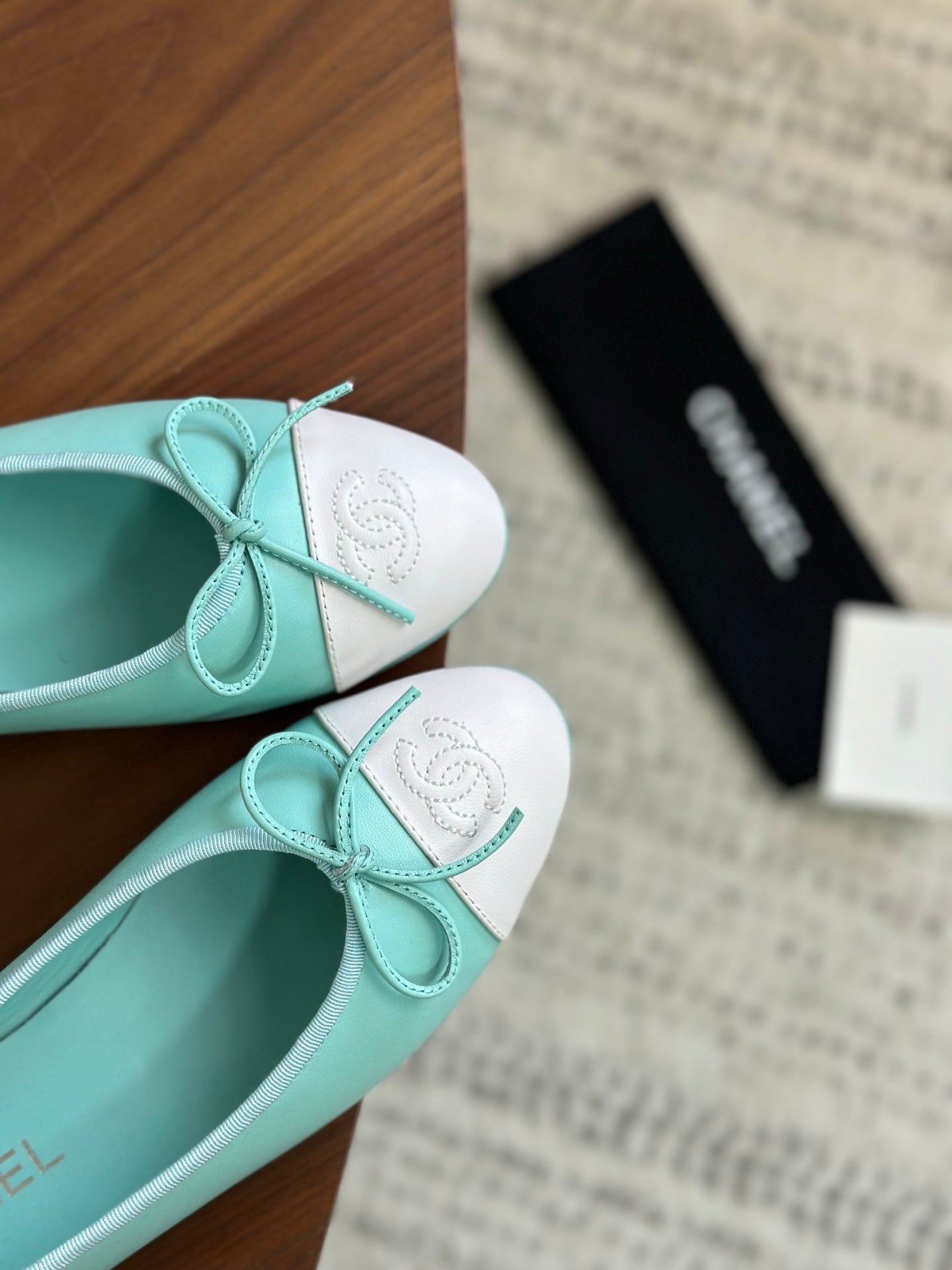 CC 26s Ballet Flat White Light Blue Calfskin 938178