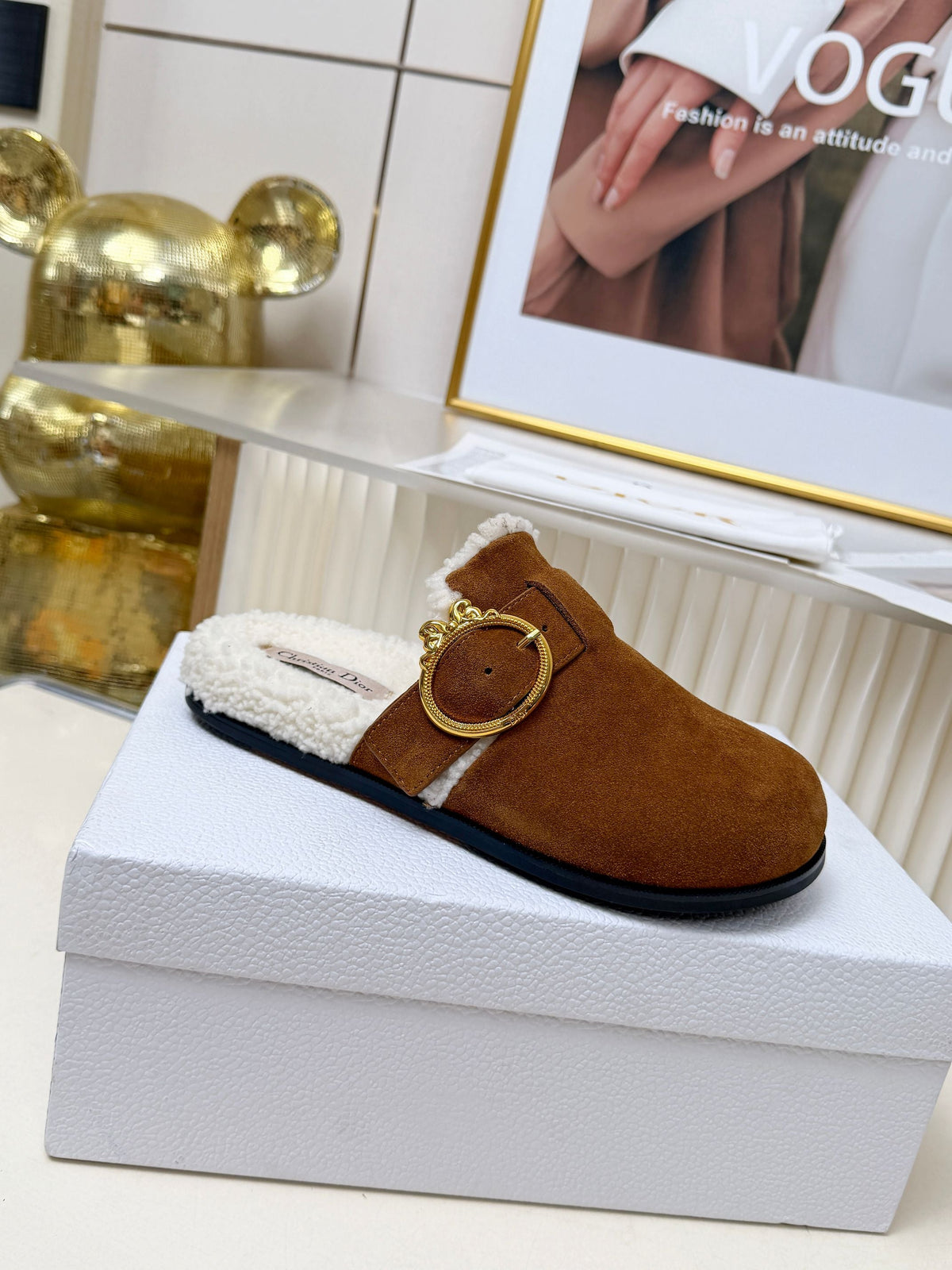 CD 26s Mules Brown Suede Shearling 124414