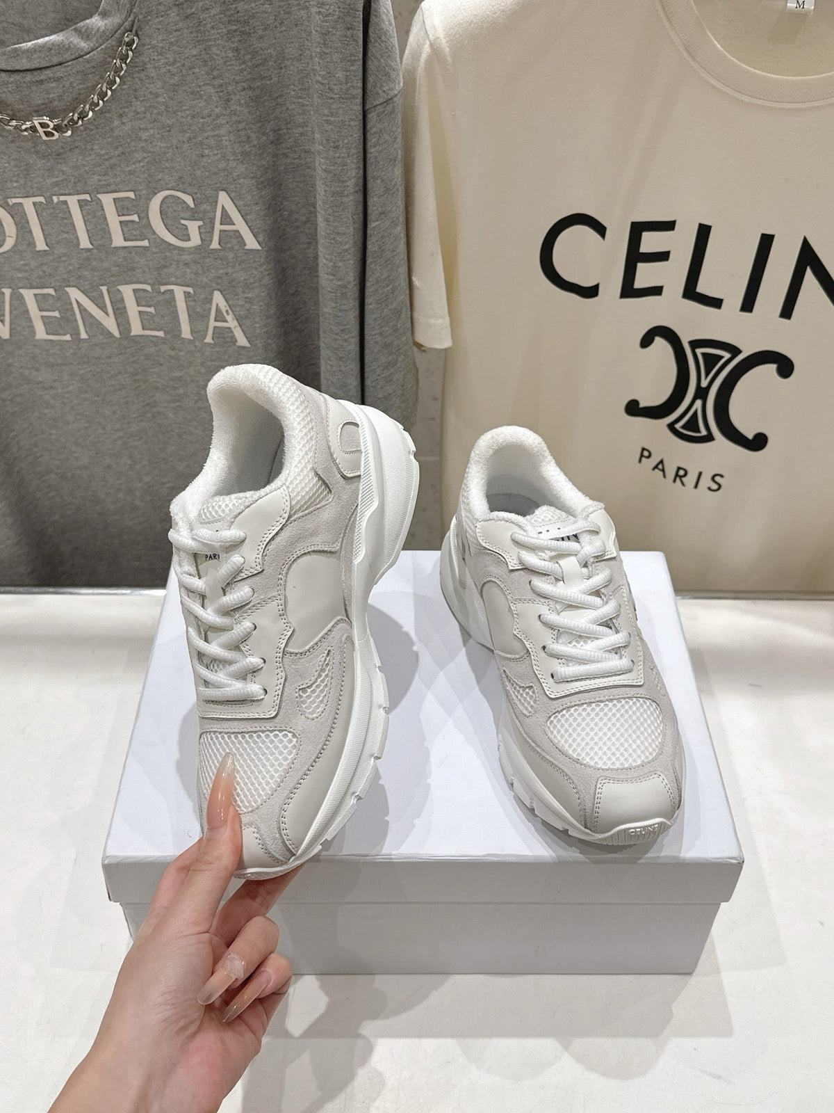 CE 26s Runner Sneakers 4cm White Suede Mesh 100142