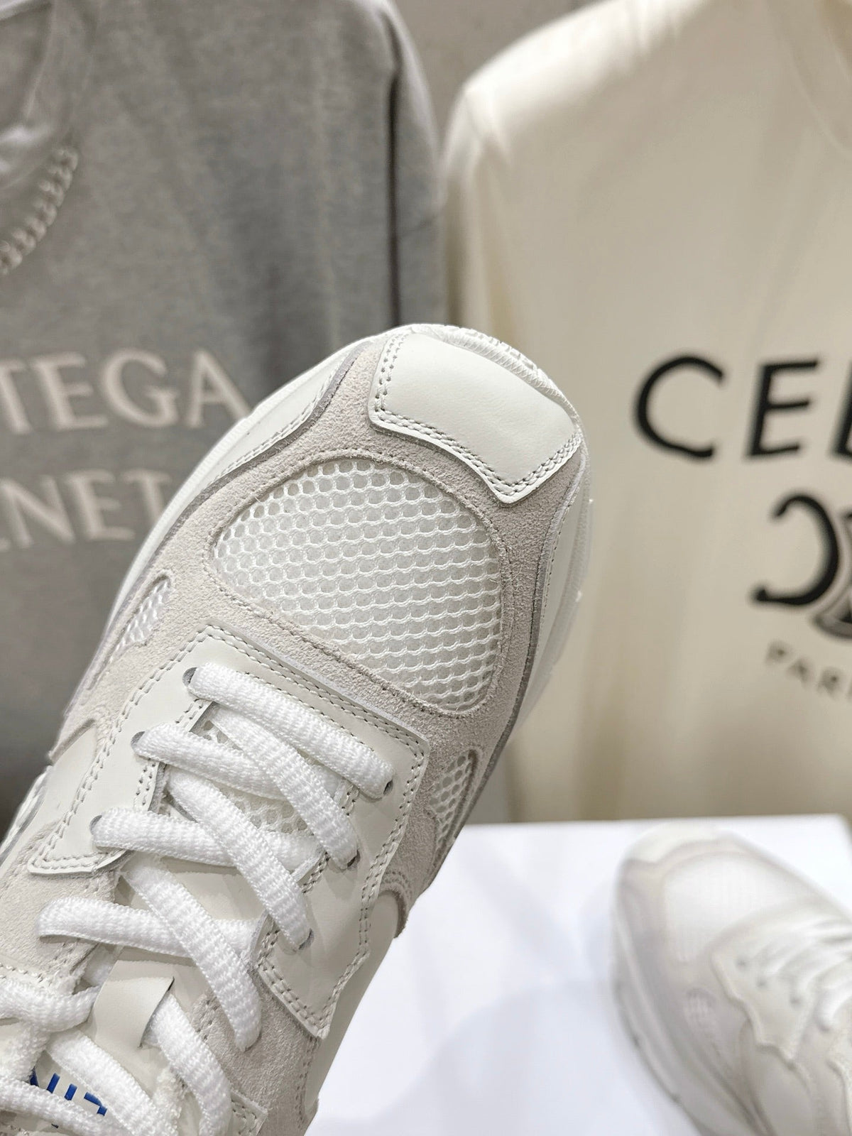 CE 26s Runner Sneakers 4cm White Suede Mesh 100142
