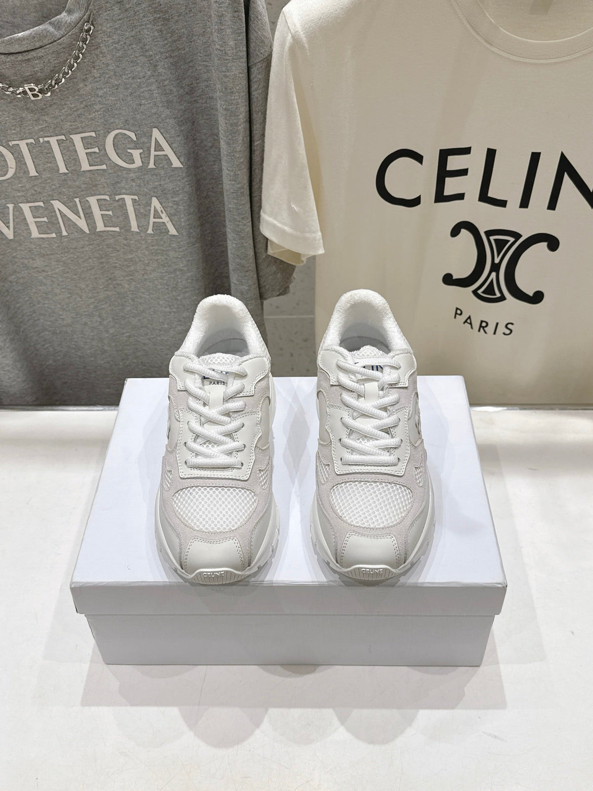 CE 26s Runner Sneakers 4cm White Suede Mesh 100142
