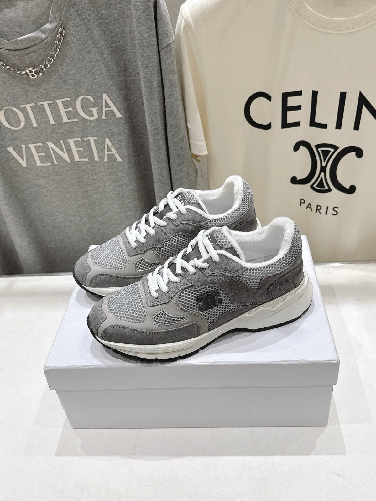 CE 26s Runner Sneakers 4cm Grey Suede Mesh 100143