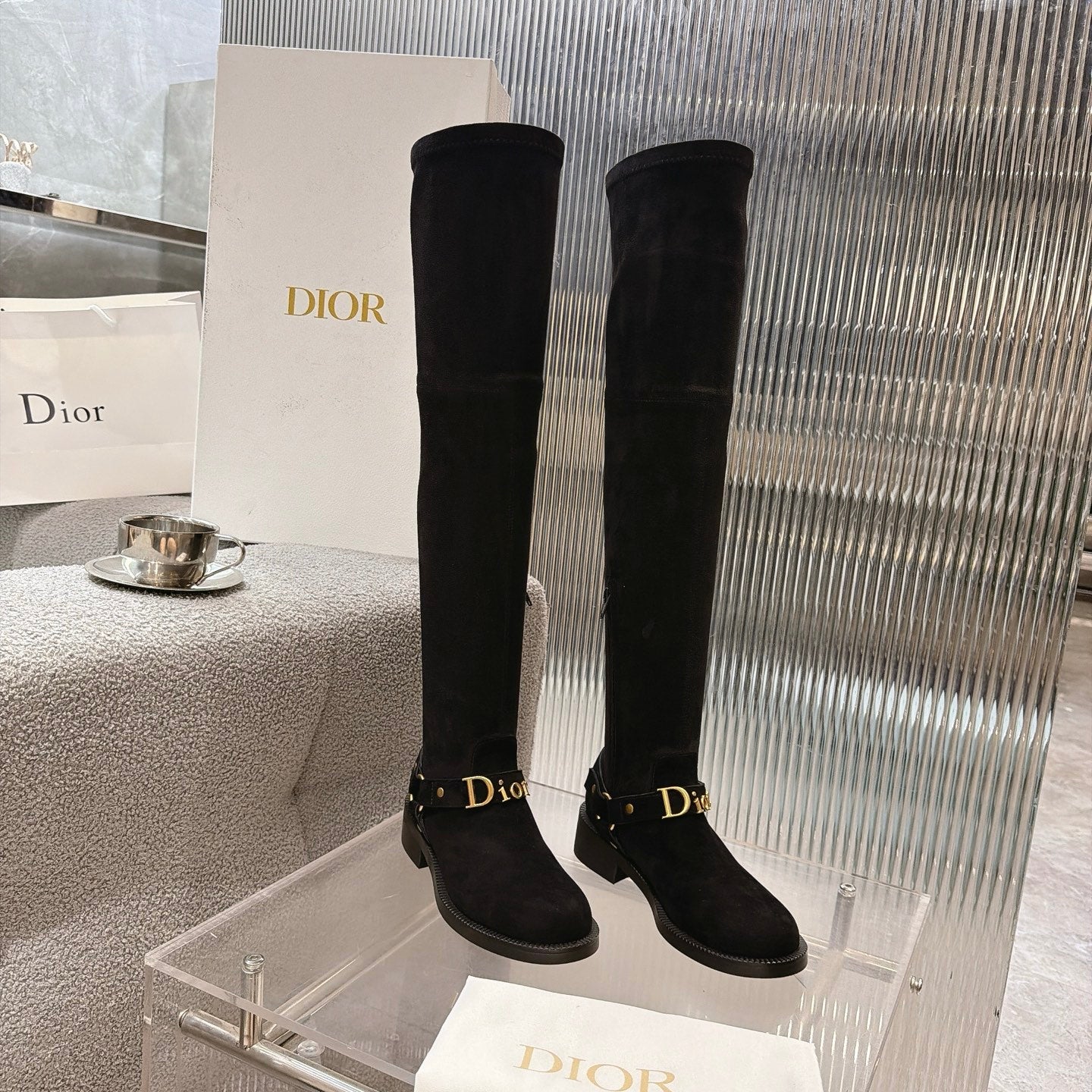 CD 26s Bolt Over-The-Knee Boot Black Suede 924098