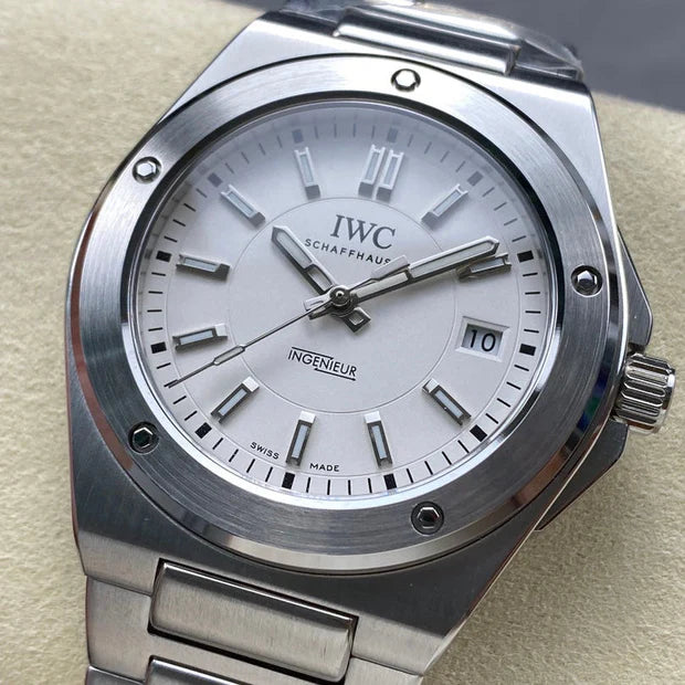 IWC Ingenieur 40mm White Dial Sliver White Numerals Steel Case