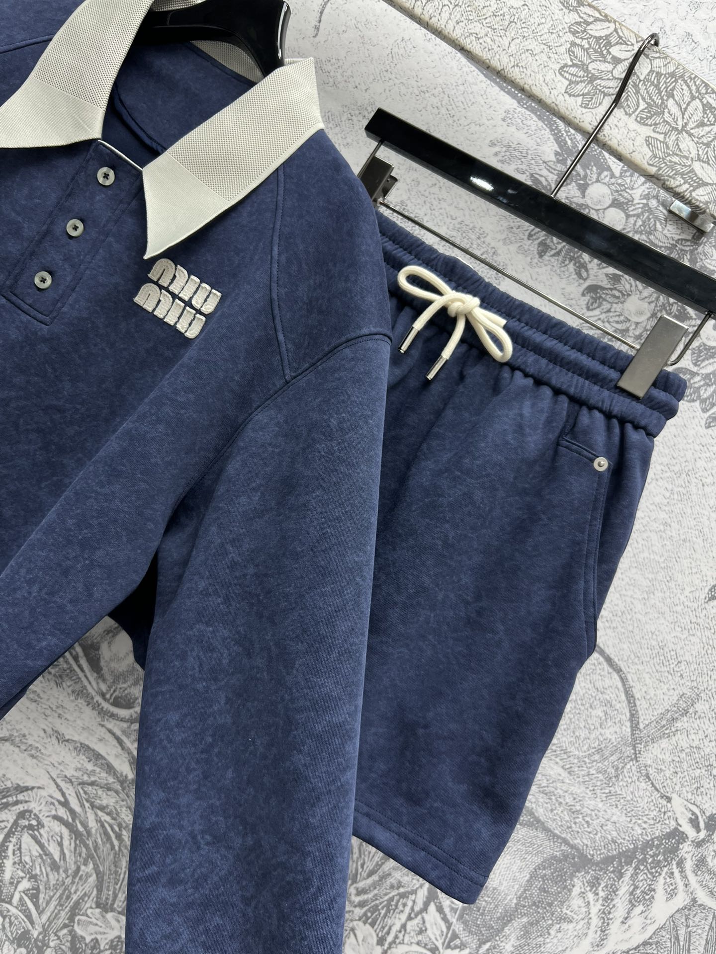 Miu Miu 25 Skirt Suit Blue Cotton