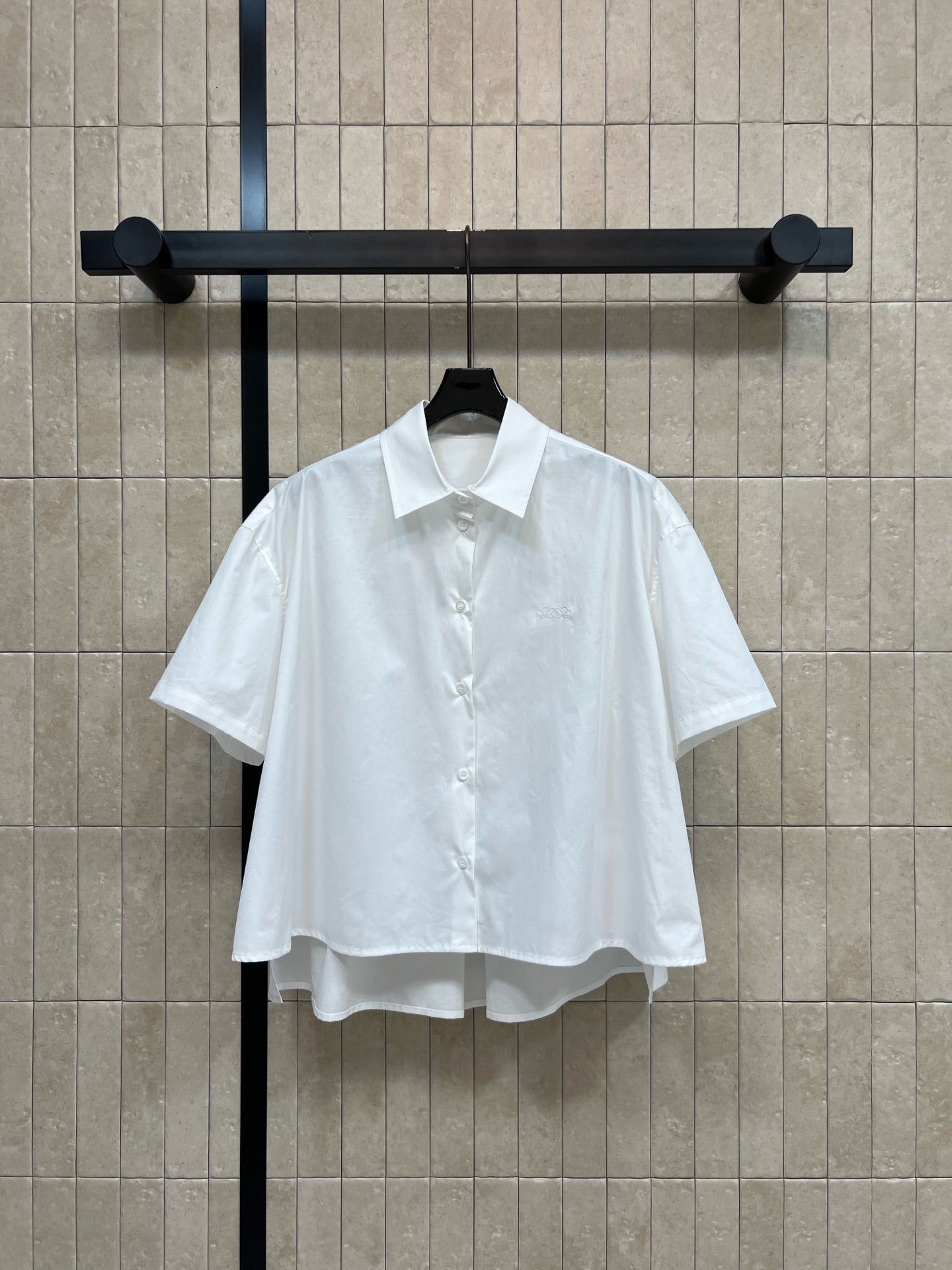 Loewe 26s Short Sleeve Trapeze Shirt White Cotton 402855