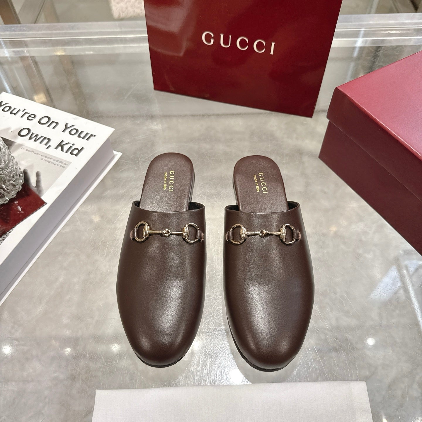 GG 26s Mule With Horsebit Chocolate Sheepskin 664795
