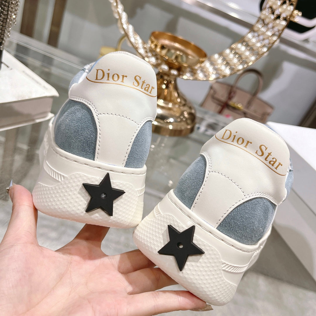 cd star sneaker white calfskin rock gray suede