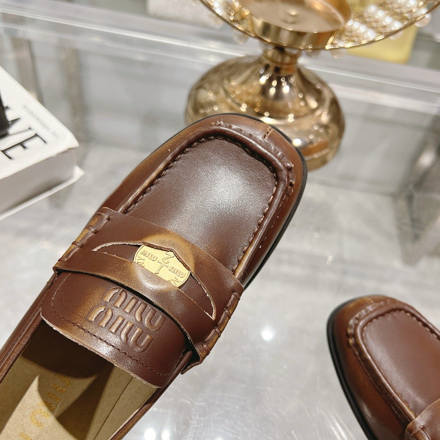 Miu 25C Loafers Coffee Cowhide 235302