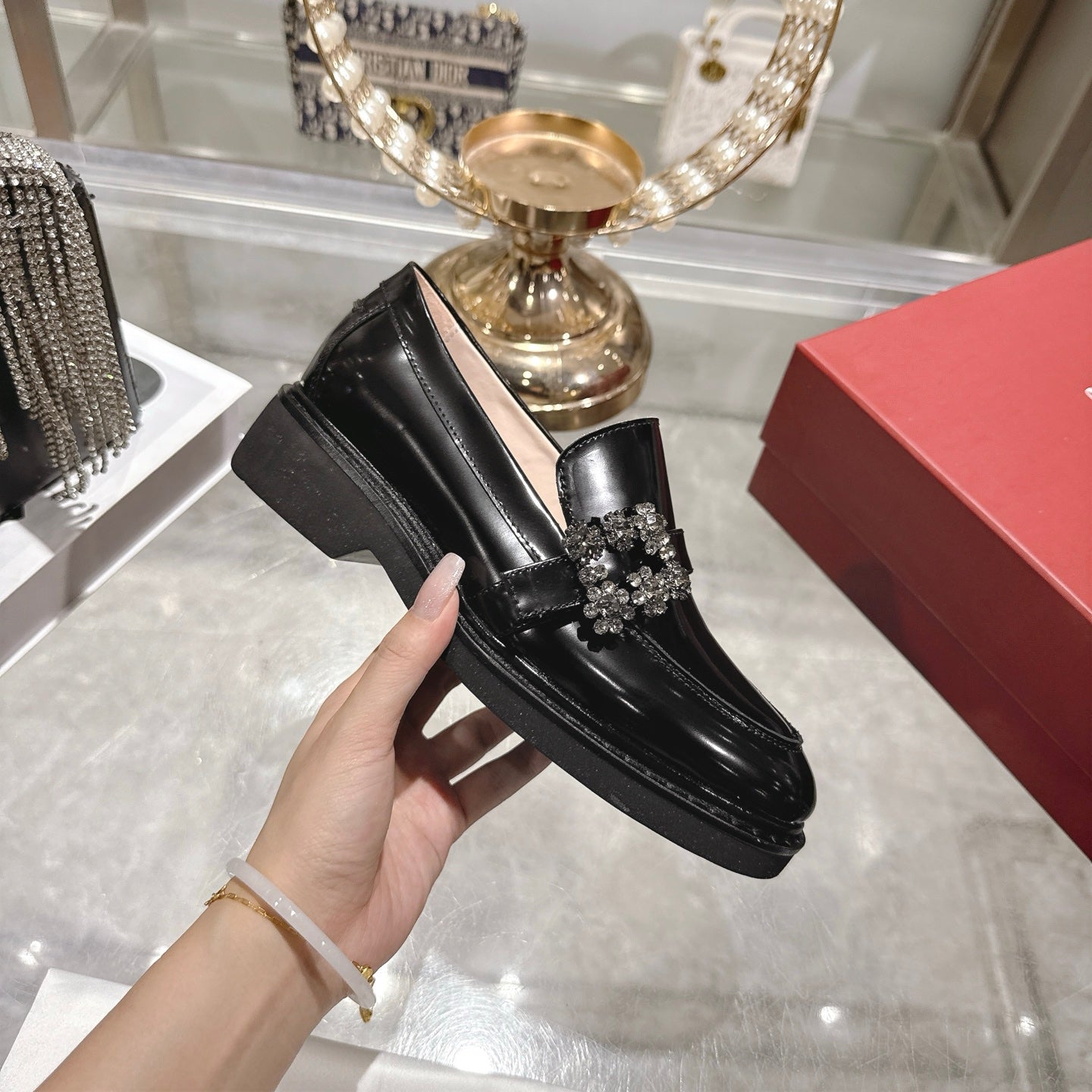 Roger Vivier 26s Viv' Ranger Loafer Black Patent Leather 679812