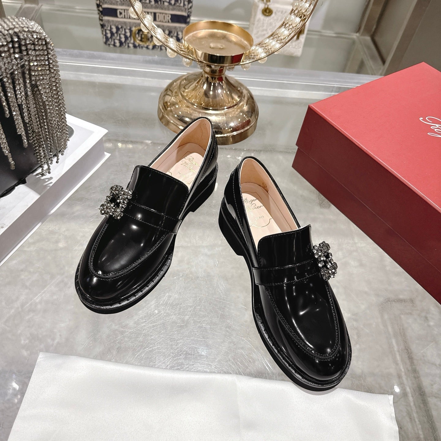 Roger Vivier 26s Viv' Ranger Loafer Black Patent Leather 679812