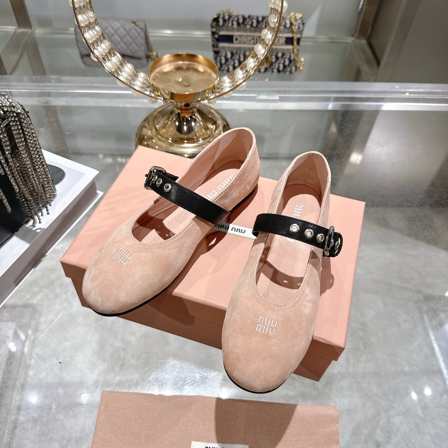 Miu 26s Ballerinas Light Pink Suede 679779
