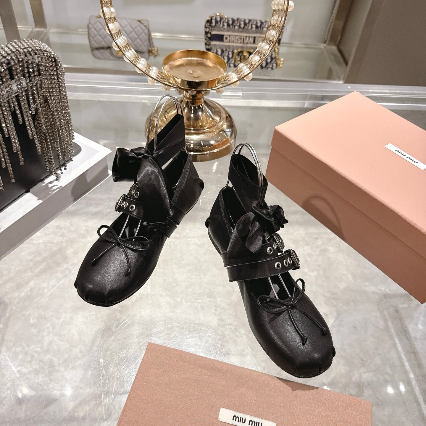 Miu 26s Ballerinas Black Leather 679786