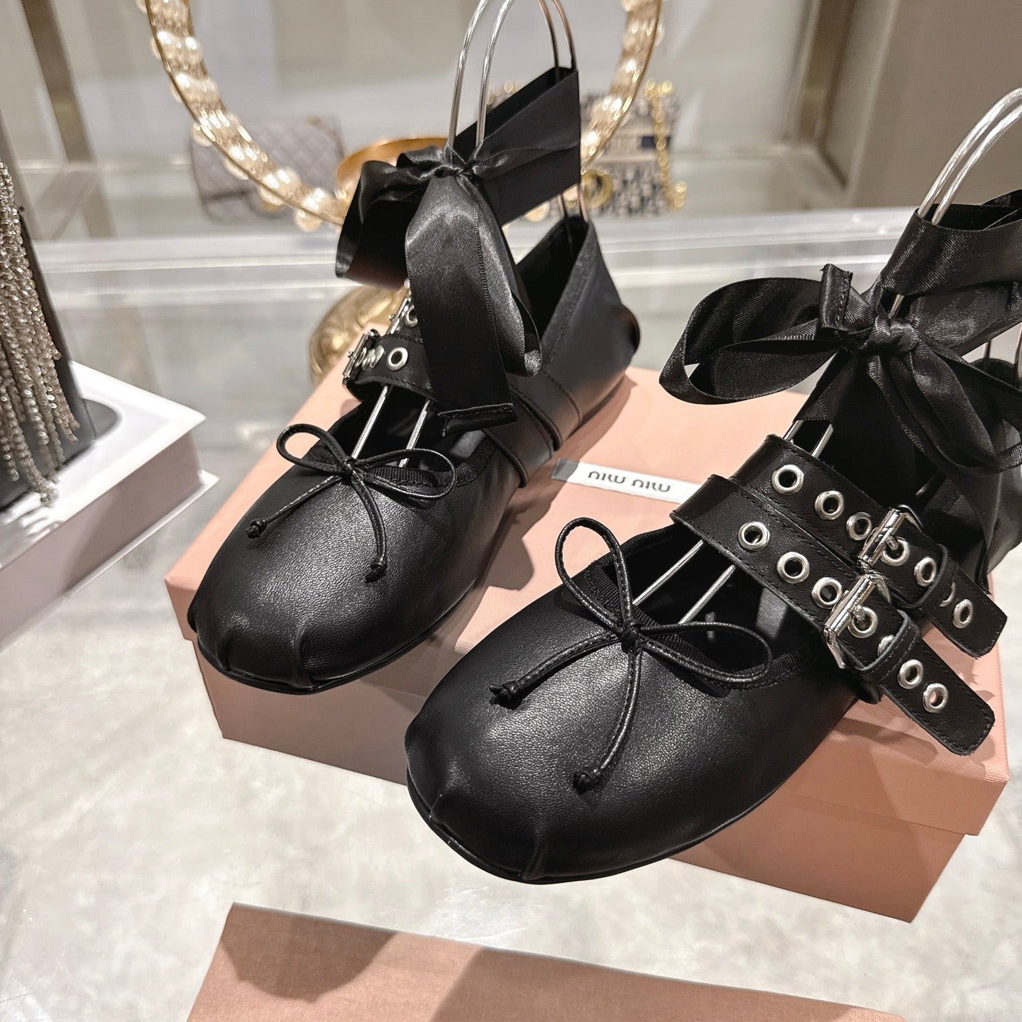 Miu 26s Ballerinas Black Leather 679786
