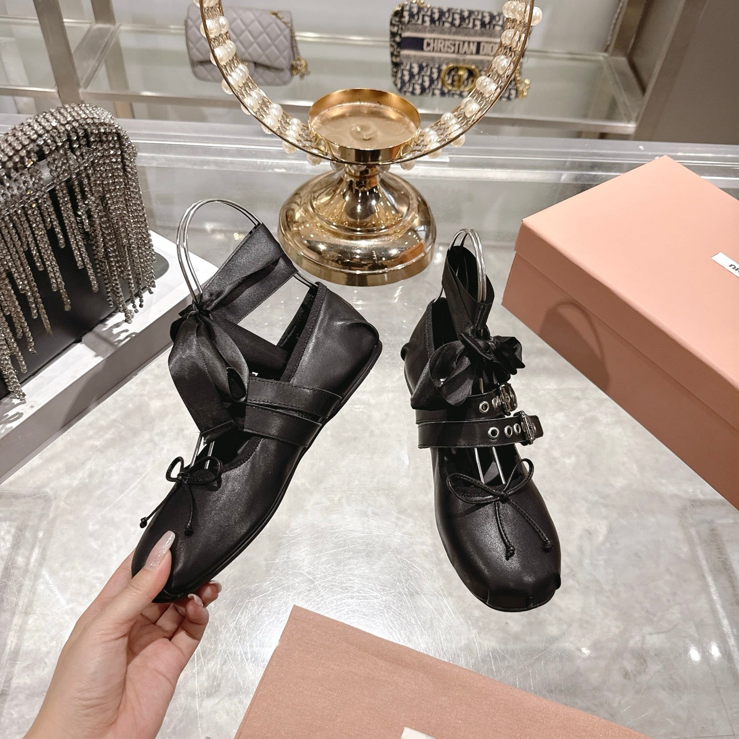 Miu 26s Ballerinas Black Leather 679786