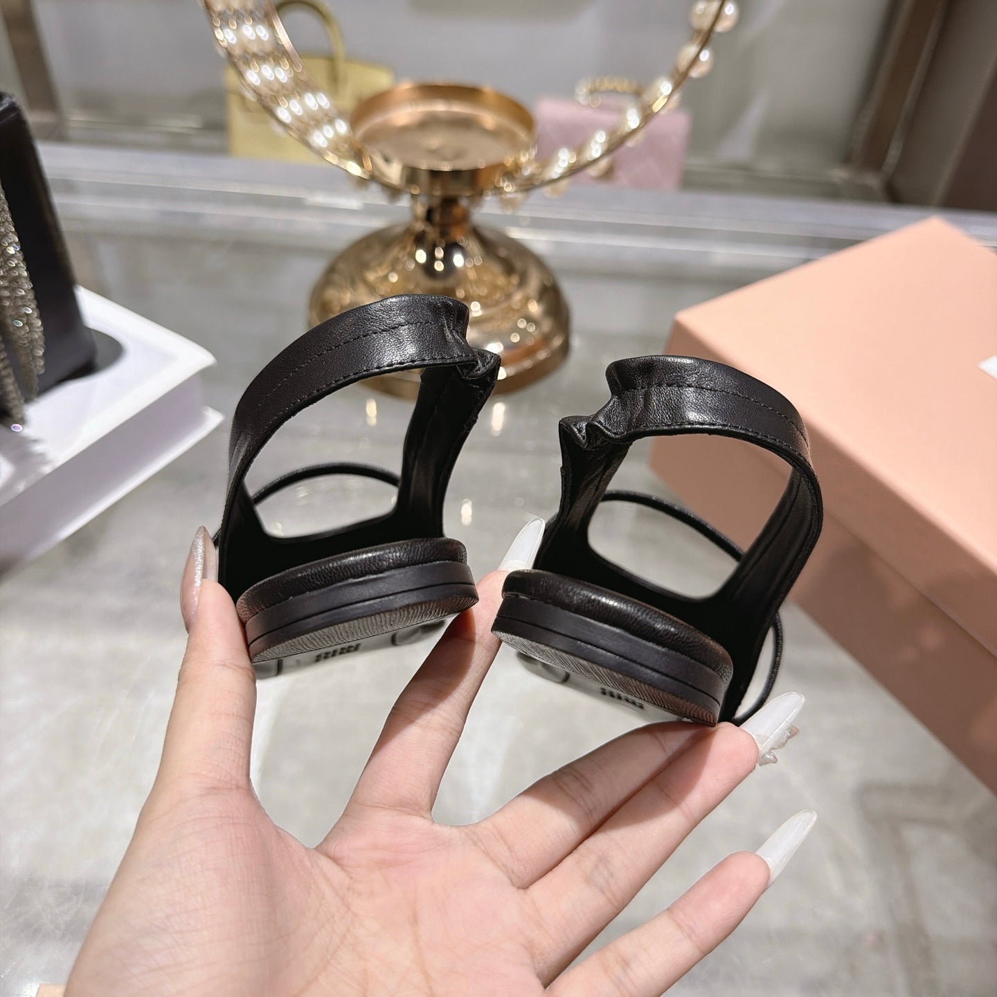 Miu Miu Slingback Flats Black Leather 901738