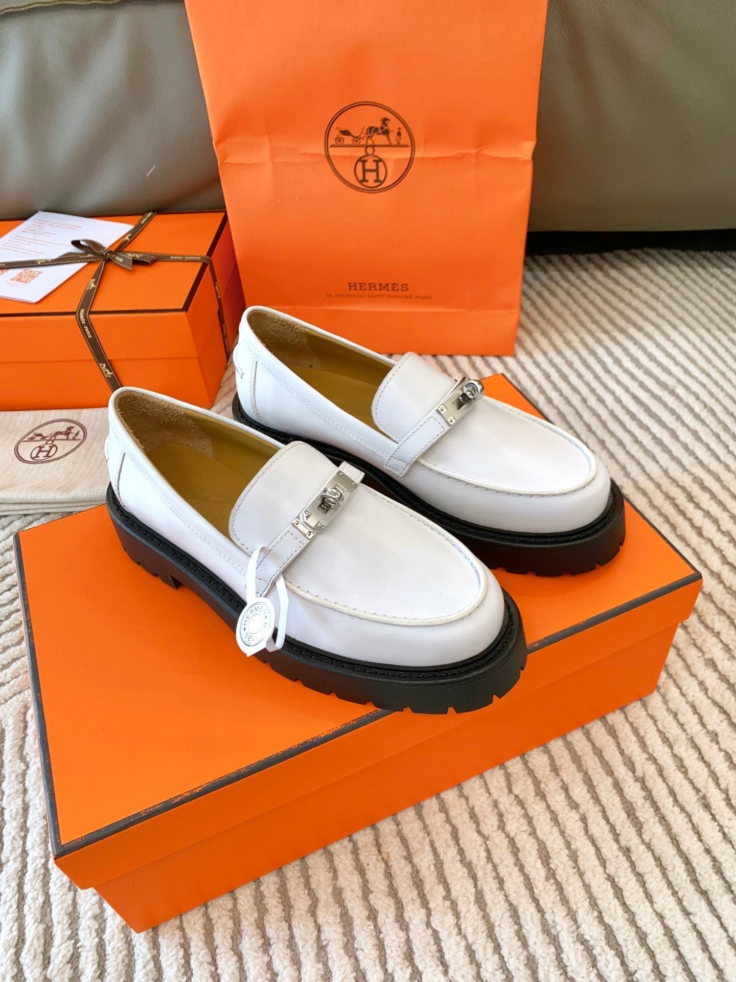 HM Icone Loafer White Nappa Goat Leather 963173