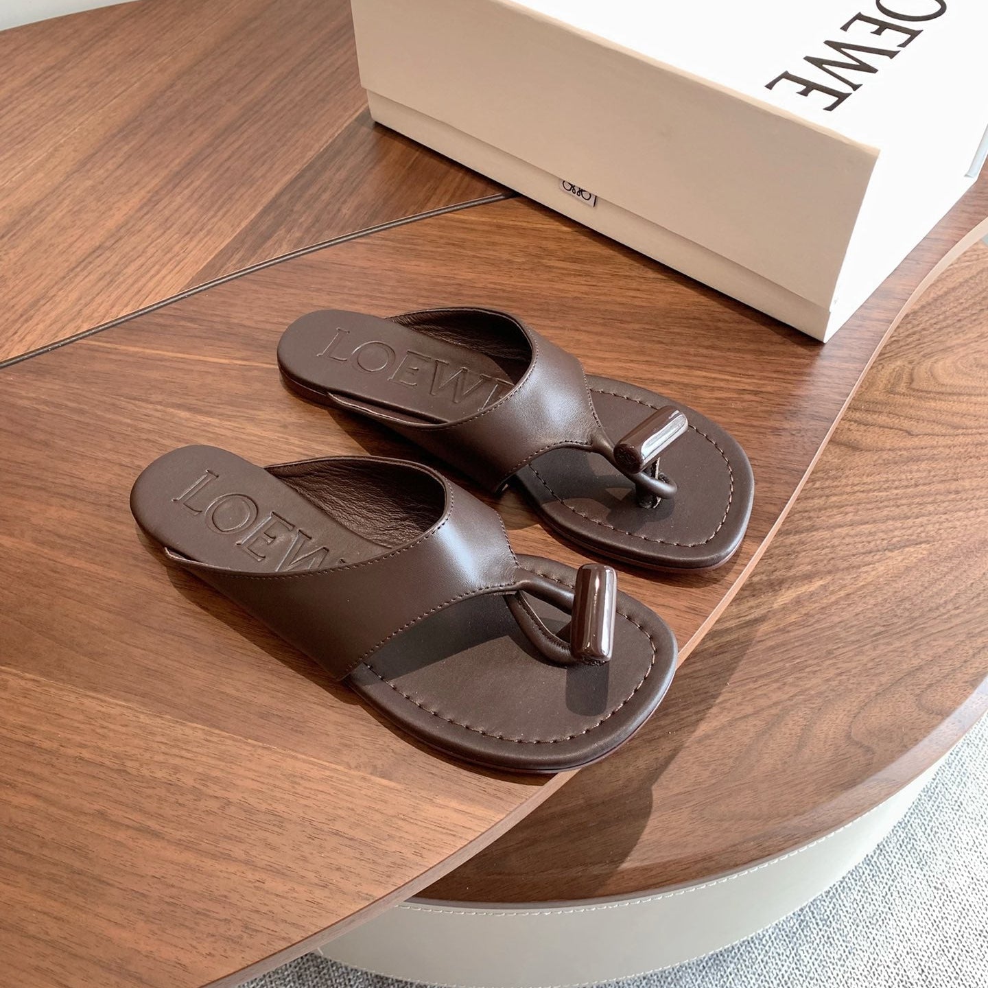 Loewe Toggle Sandals Coffee Leather 878019
