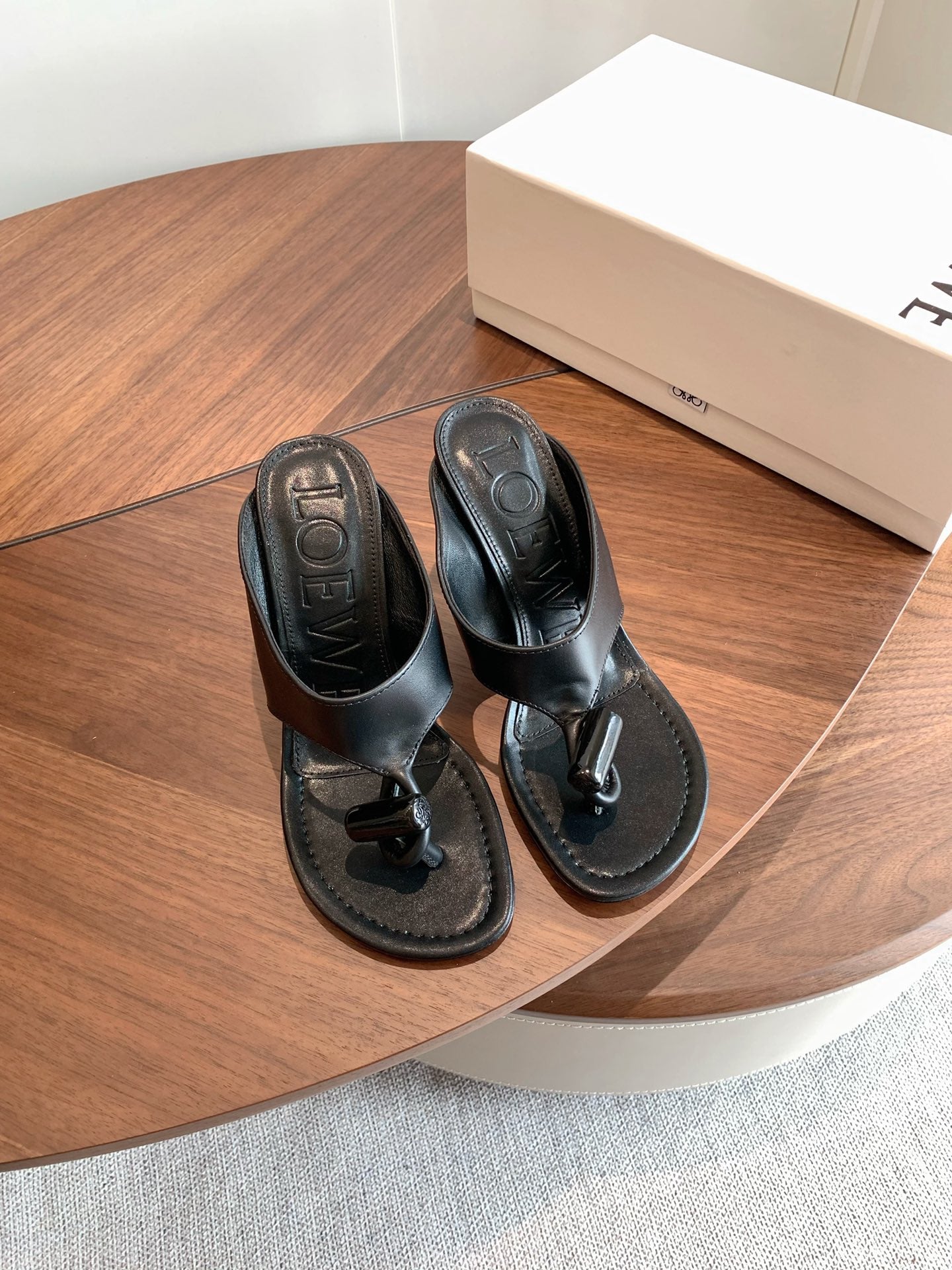 Loewe Toggle Sandals 9cm Black Leather 878021