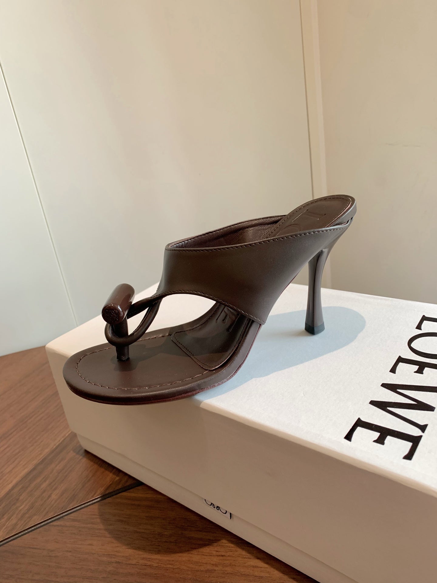 Loewe Toggle Sandals 9cm Coffee Leather 878023