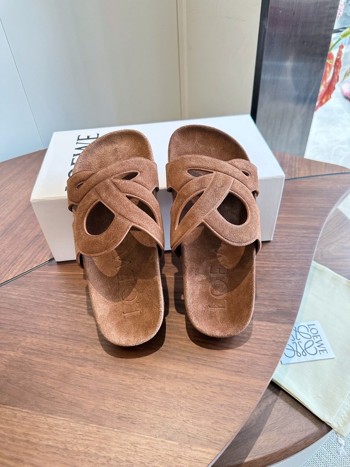 Loewe Ease Slide Brown Suede 878034